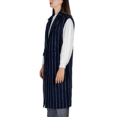 ICHI Blue Polyester Sleveless Jacket -   -  ICHI.