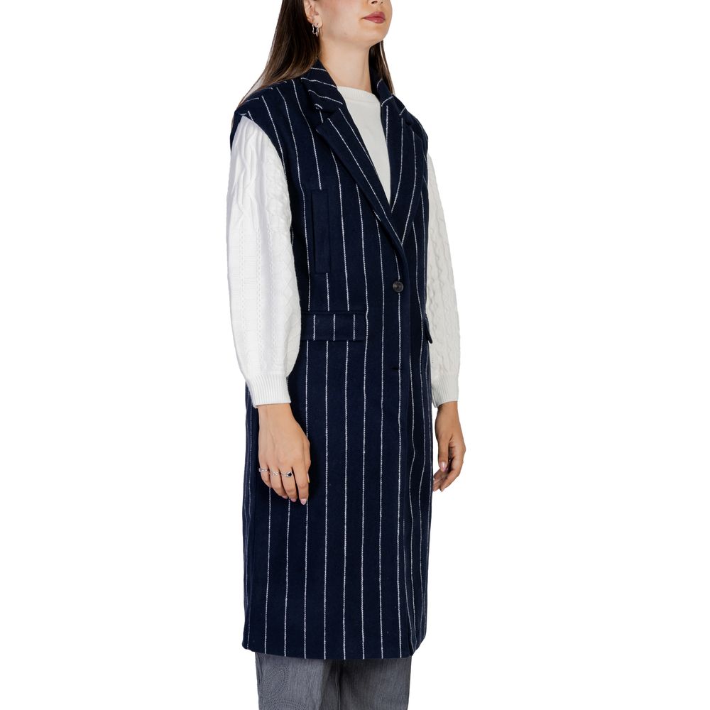 ICHI Blue Polyester Sleveless Jacket -   -  ICHI.