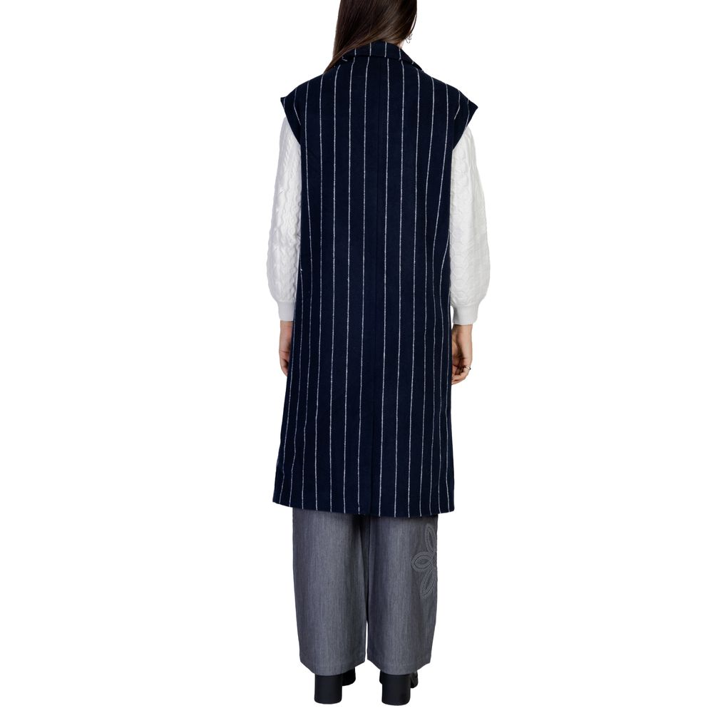 ICHI Blue Polyester Sleveless Jacket -   -  ICHI.