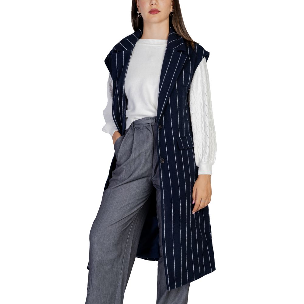 ICHI Blue Polyester Sleveless Jacket -   -  ICHI.