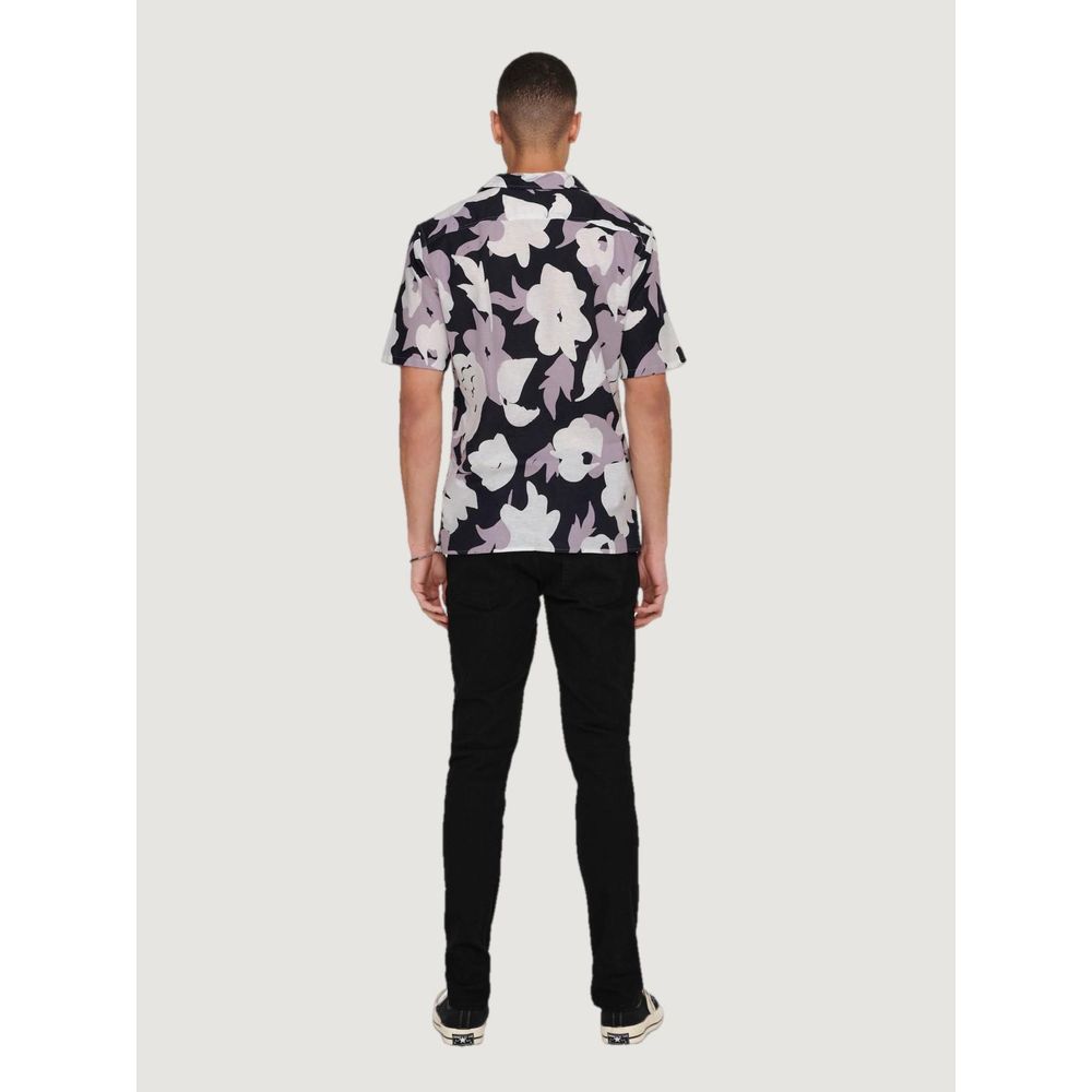 Only & Sons Purple Linen Shortsleeve -   -  Only & Sons.