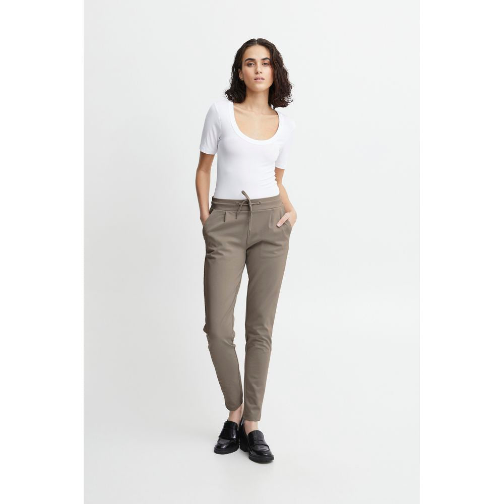 ICHI Beige Polyester Pant -   -  ICHI.