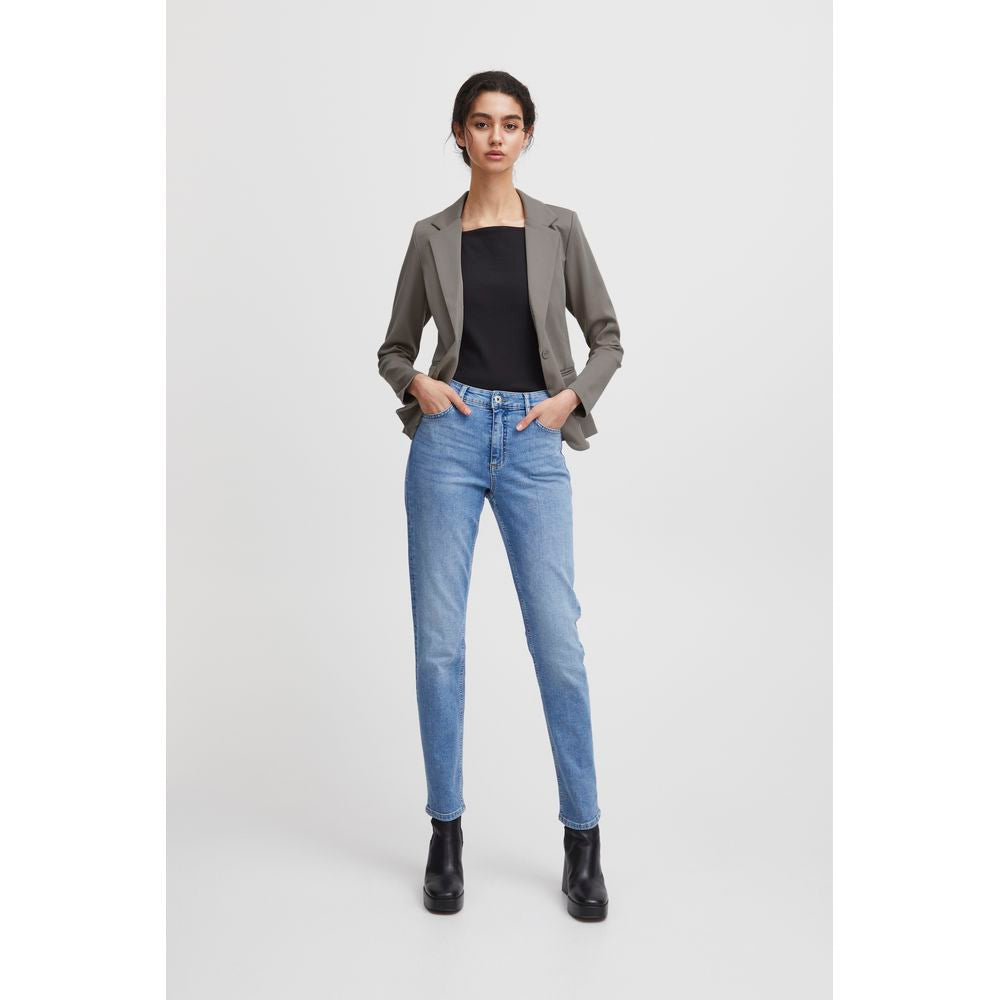ICHI Gray Polyester Blazer -   -  ICHI.