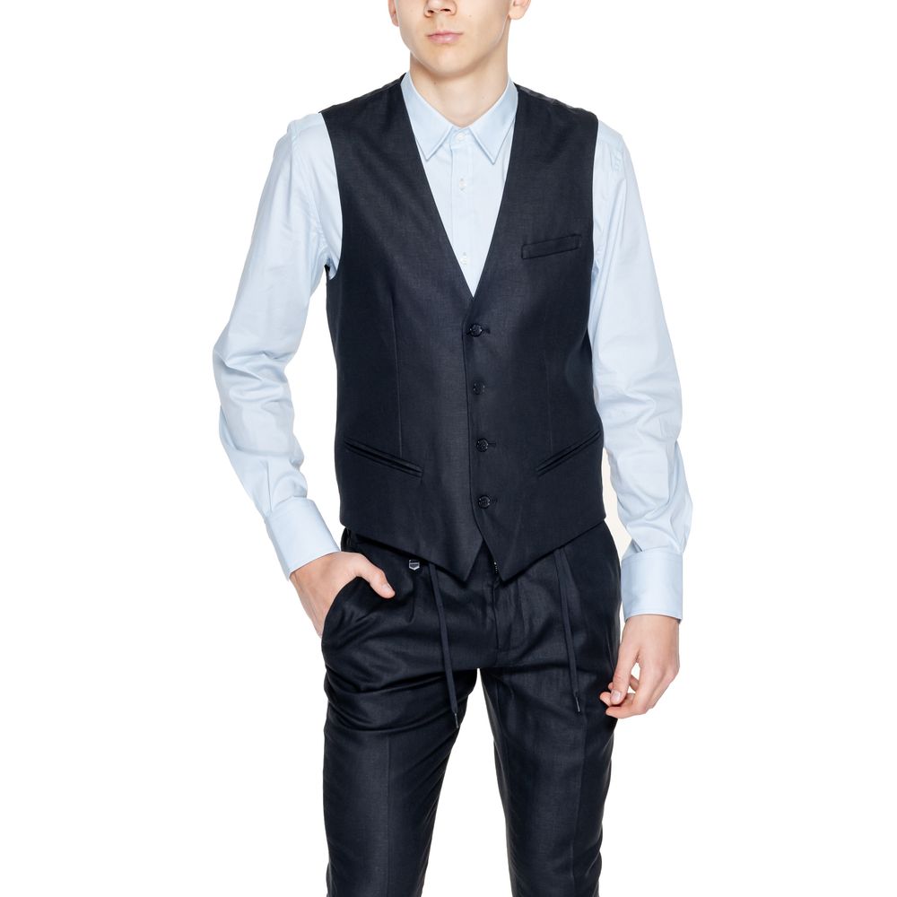 Antony Morato Black Linen Waistcoat -  Vests for Men Suits -  Antony Morato.