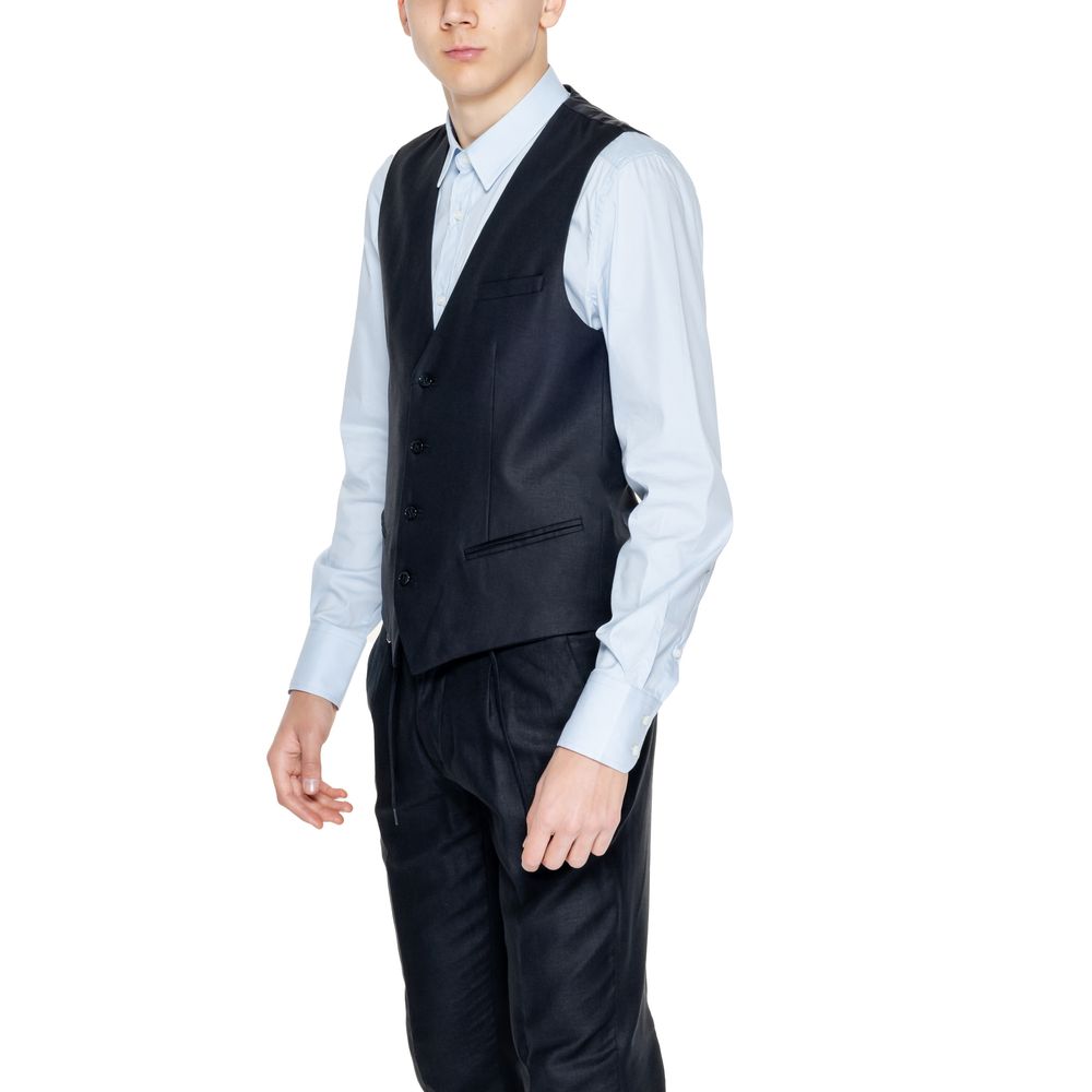 Antony Morato Black Linen Waistcoat -  Vests for Men Suits -  Antony Morato.