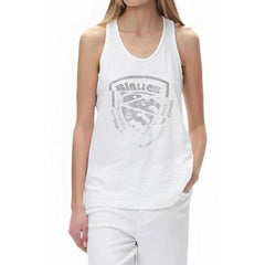 Blauer White Cotton Tank Top -   -  Blauer.