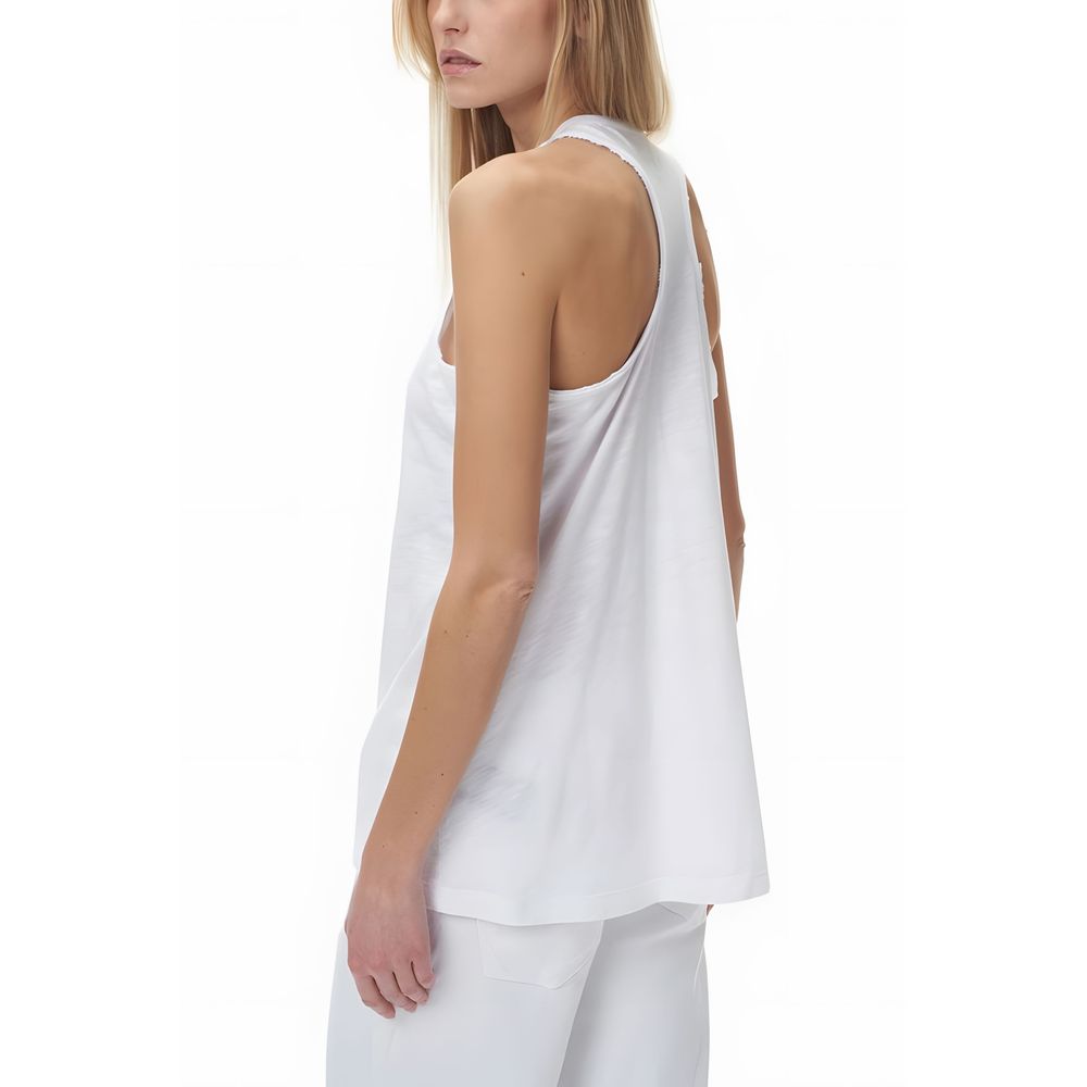Blauer White Cotton Tank Top -   -  Blauer.