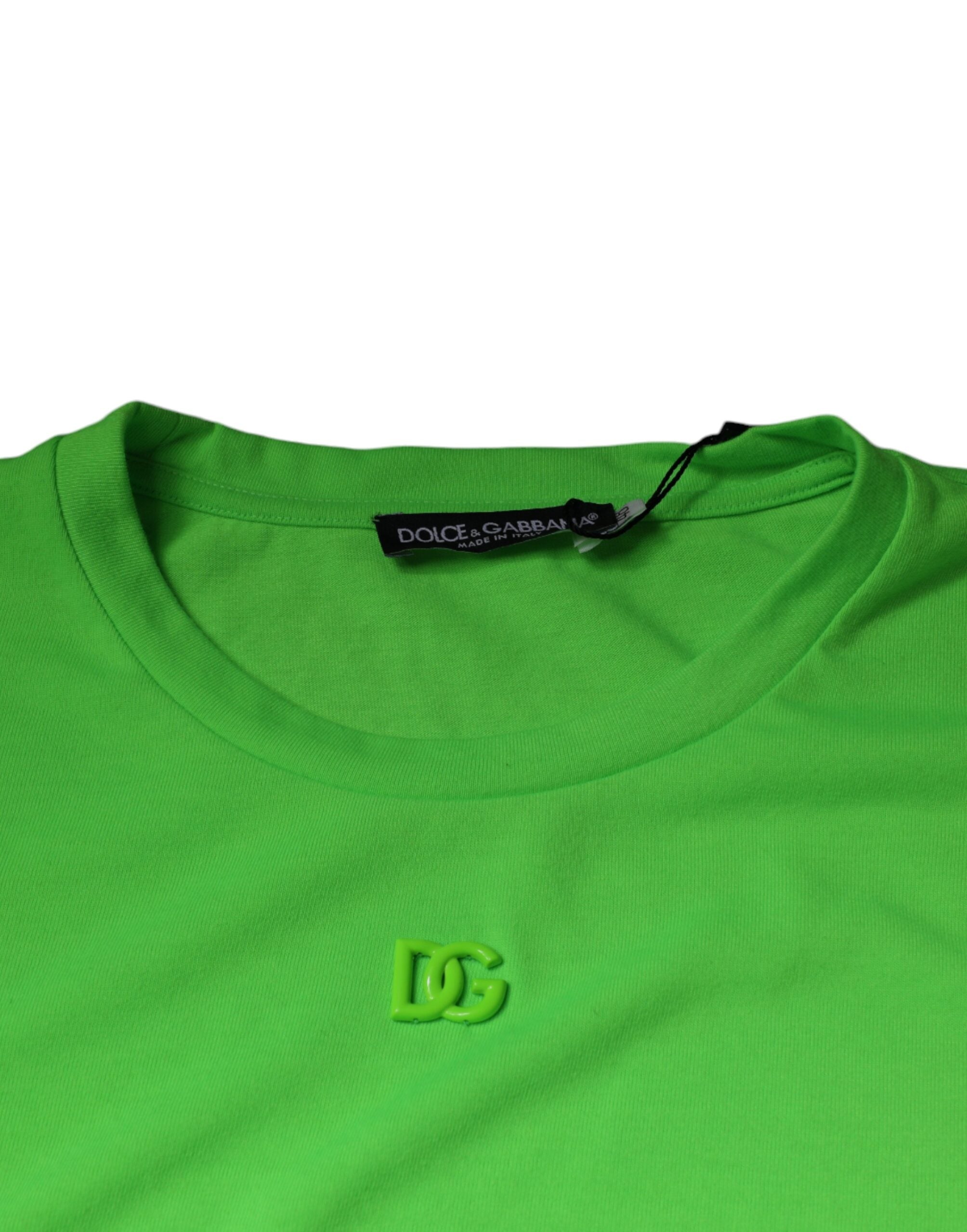 Dolce & Gabbana Green Logo Round Neck Short Sleeves T-shirt -   -  Dolce & Gabbana.