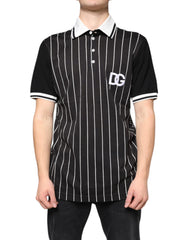 Dolce & Gabbana Black White Stripes Collared Polo T-shirt -   -  Dolce & Gabbana.