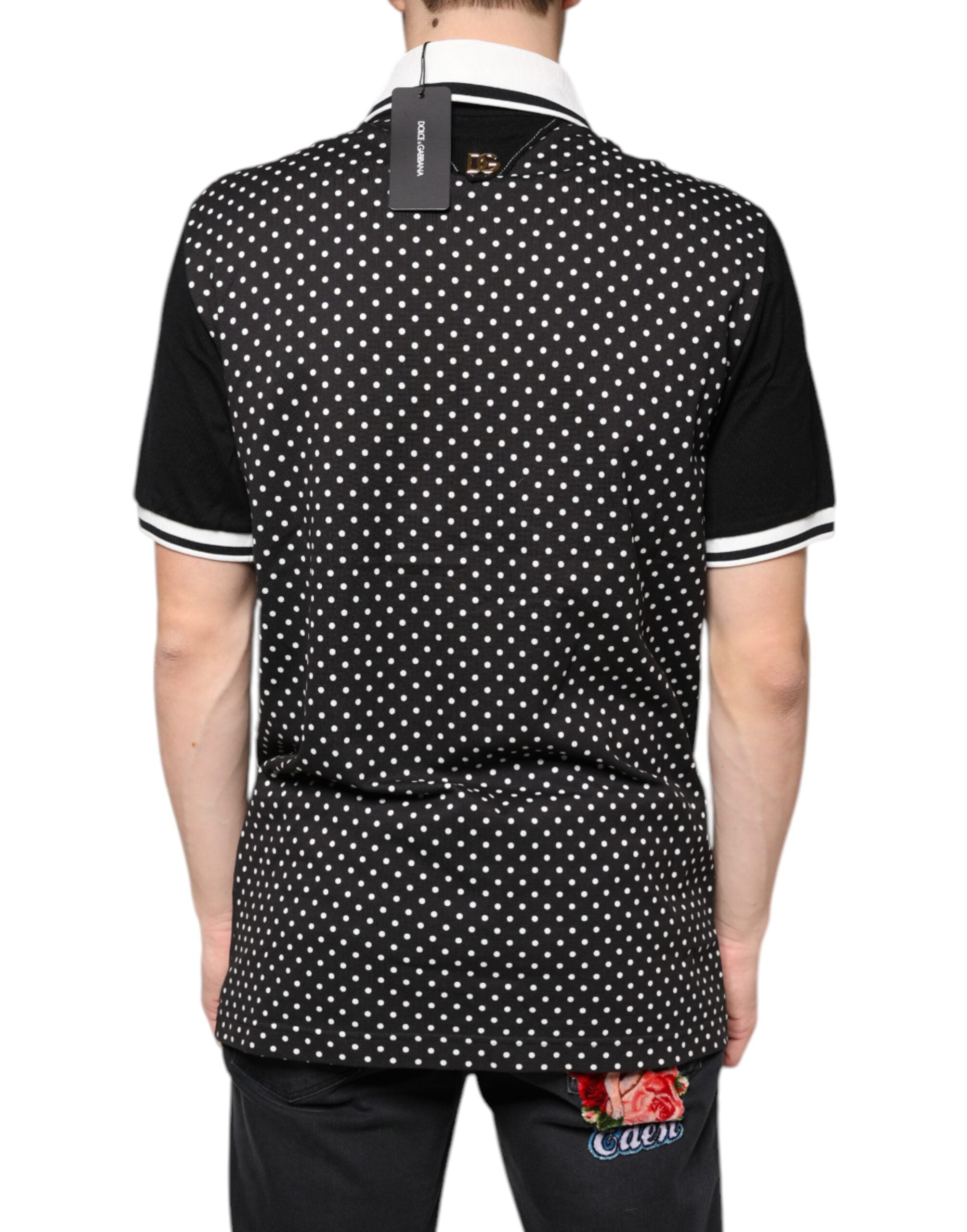 Dolce & Gabbana Black White Stripes Collared Polo T-shirt -   -  Dolce & Gabbana.