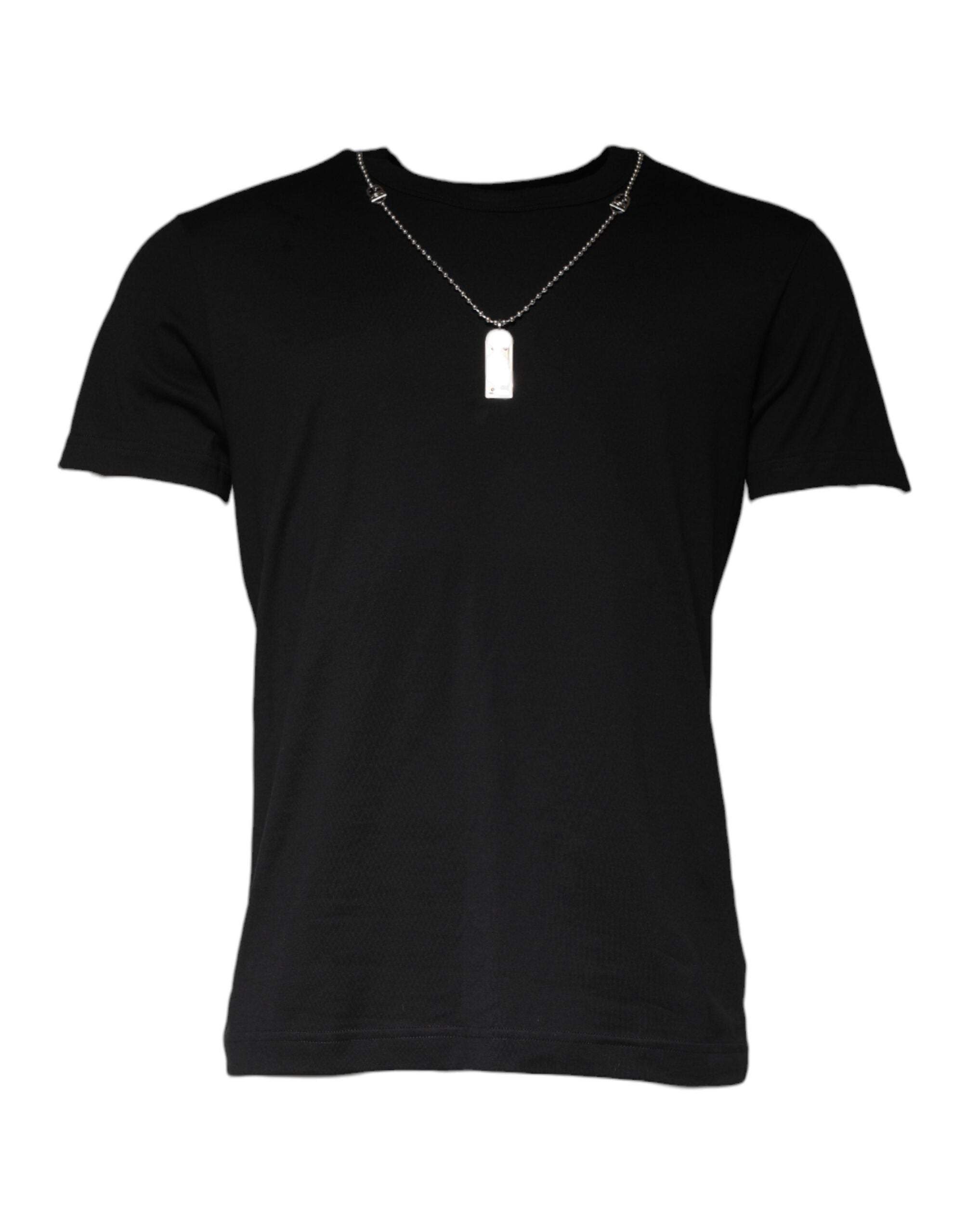 Dolce & Gabbana Black Cotton Necklace Embellished T-shirt -   -  Dolce & Gabbana.