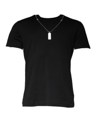Dolce & Gabbana Black Cotton Necklace Embellished T-shirt -   -  Dolce & Gabbana.