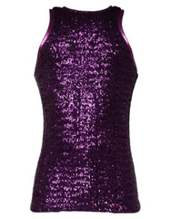 Dolce & Gabbana Purple Sequin Round Neck Sleeveless T-shirt -   -  Dolce & Gabbana.