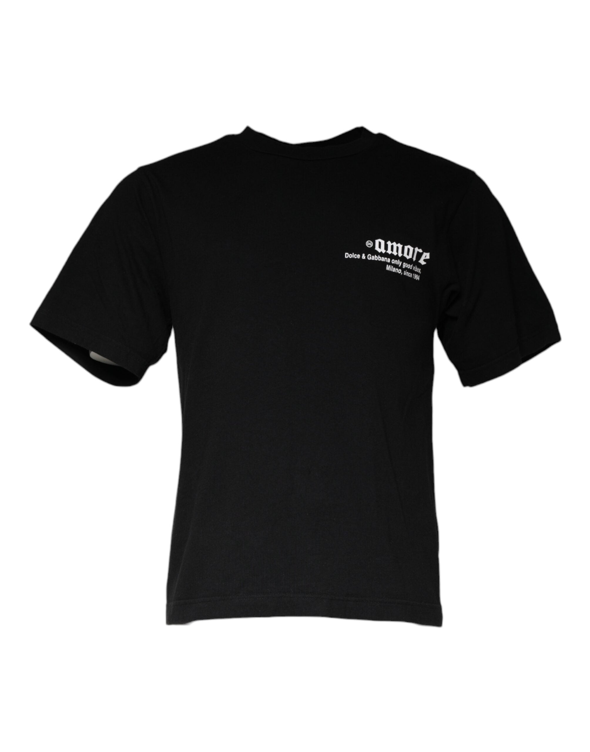 Dolce & Gabbana Black Amore Print Cotton Crew Neck T-shirt -   -  Dolce & Gabbana.