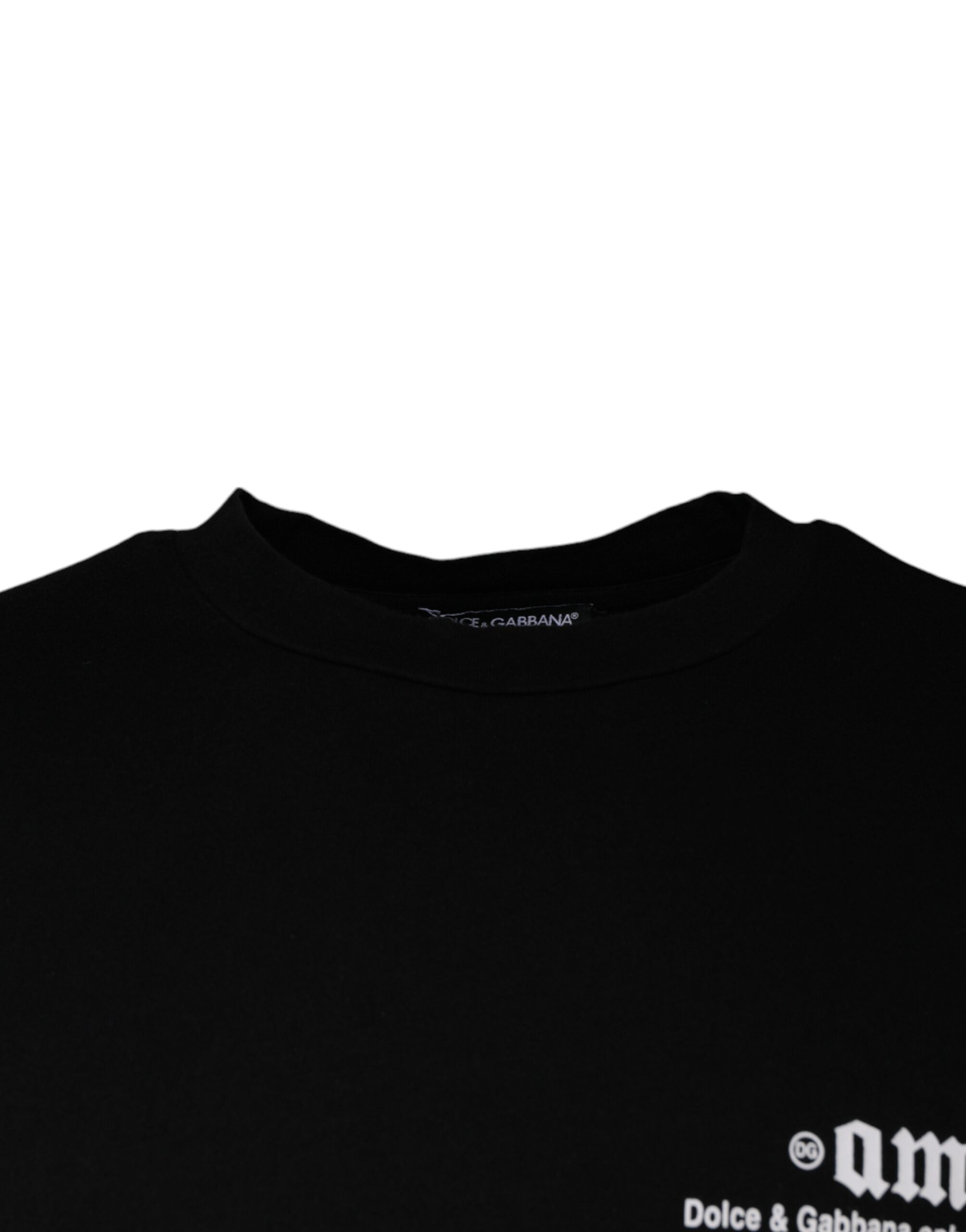 Dolce & Gabbana Black Amore Print Cotton Crew Neck T-shirt -   -  Dolce & Gabbana.