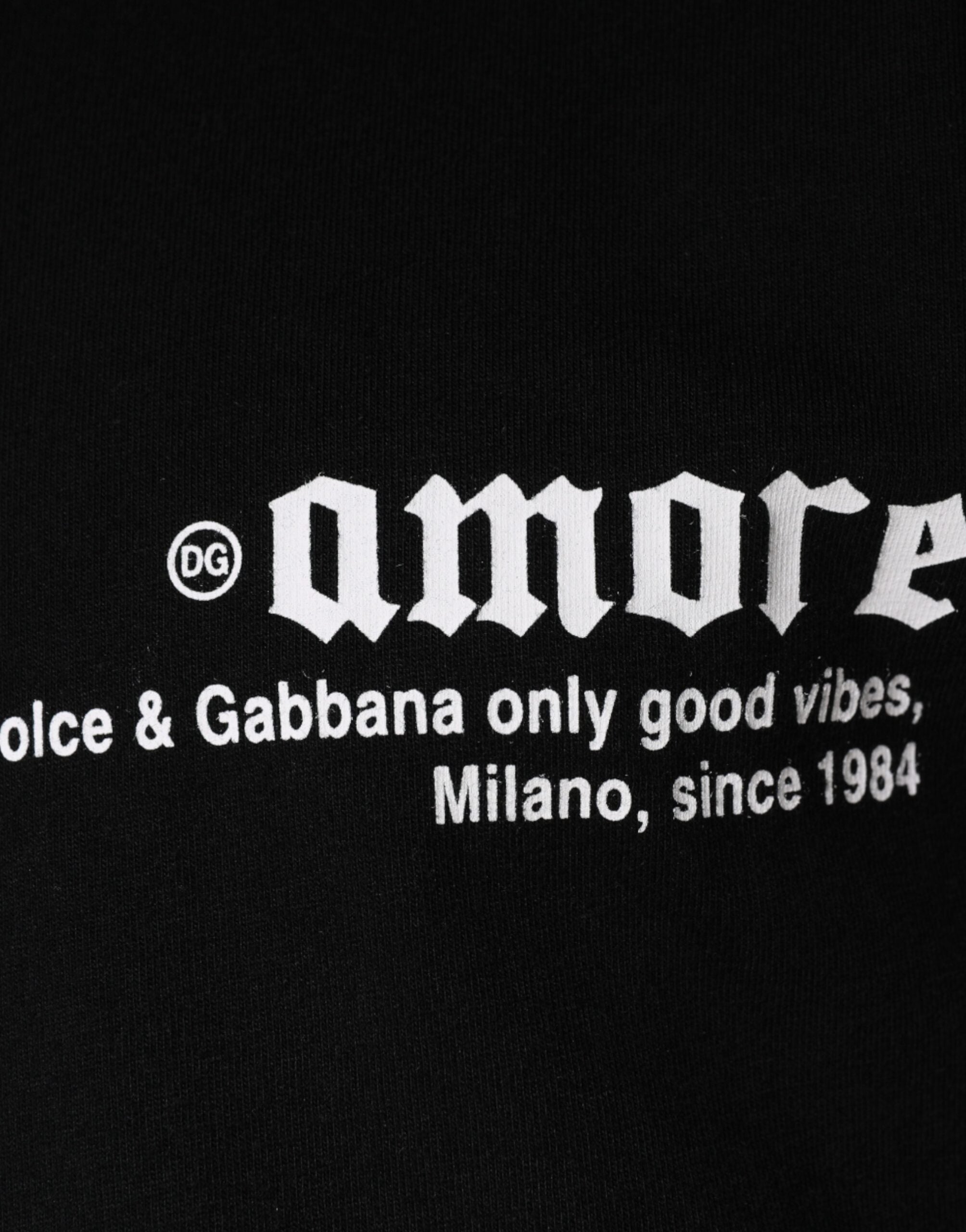 Dolce & Gabbana Black Amore Print Cotton Crew Neck T-shirt -   -  Dolce & Gabbana.