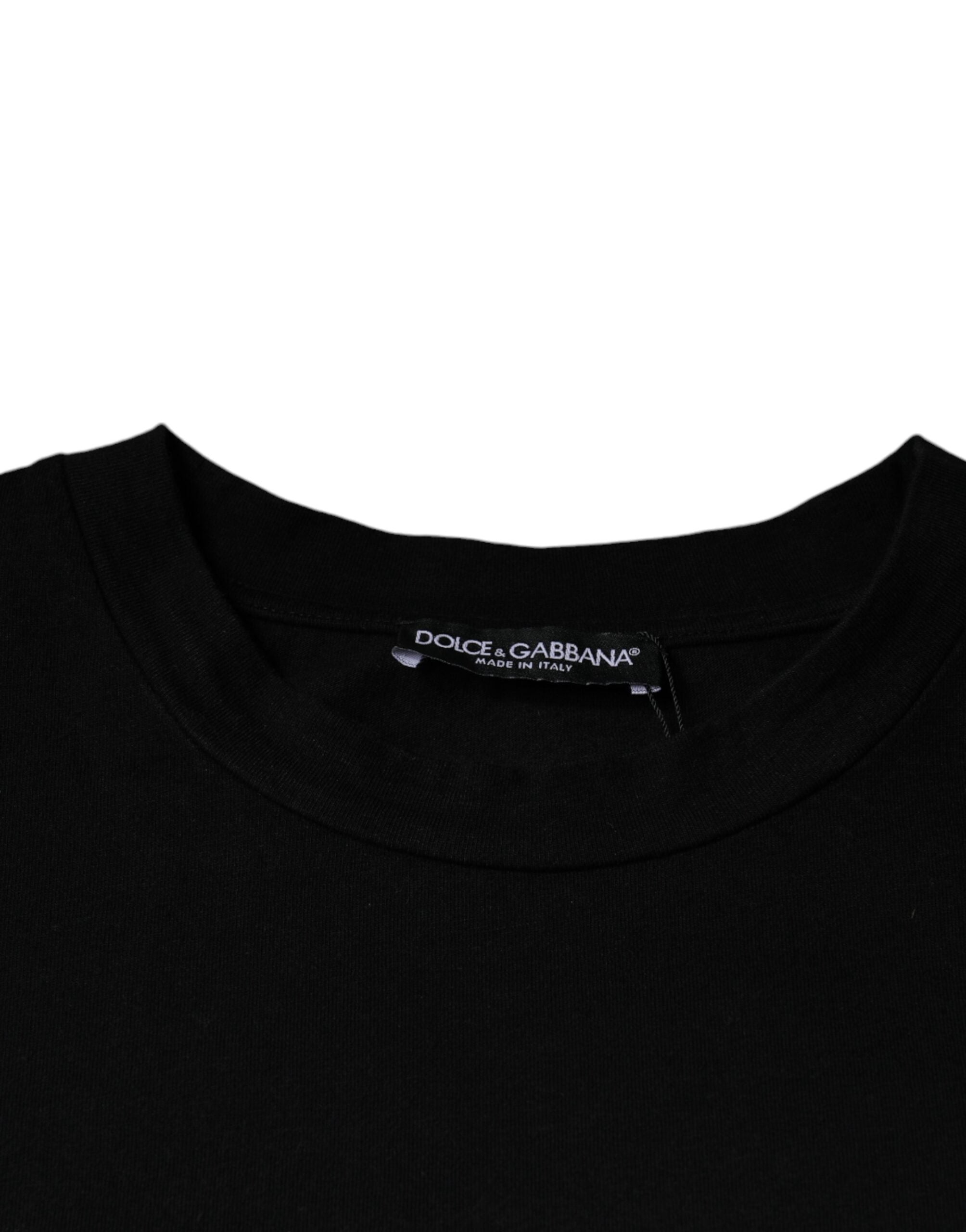 Dolce & Gabbana Black Amore Print Cotton Crew Neck T-shirt -   -  Dolce & Gabbana.