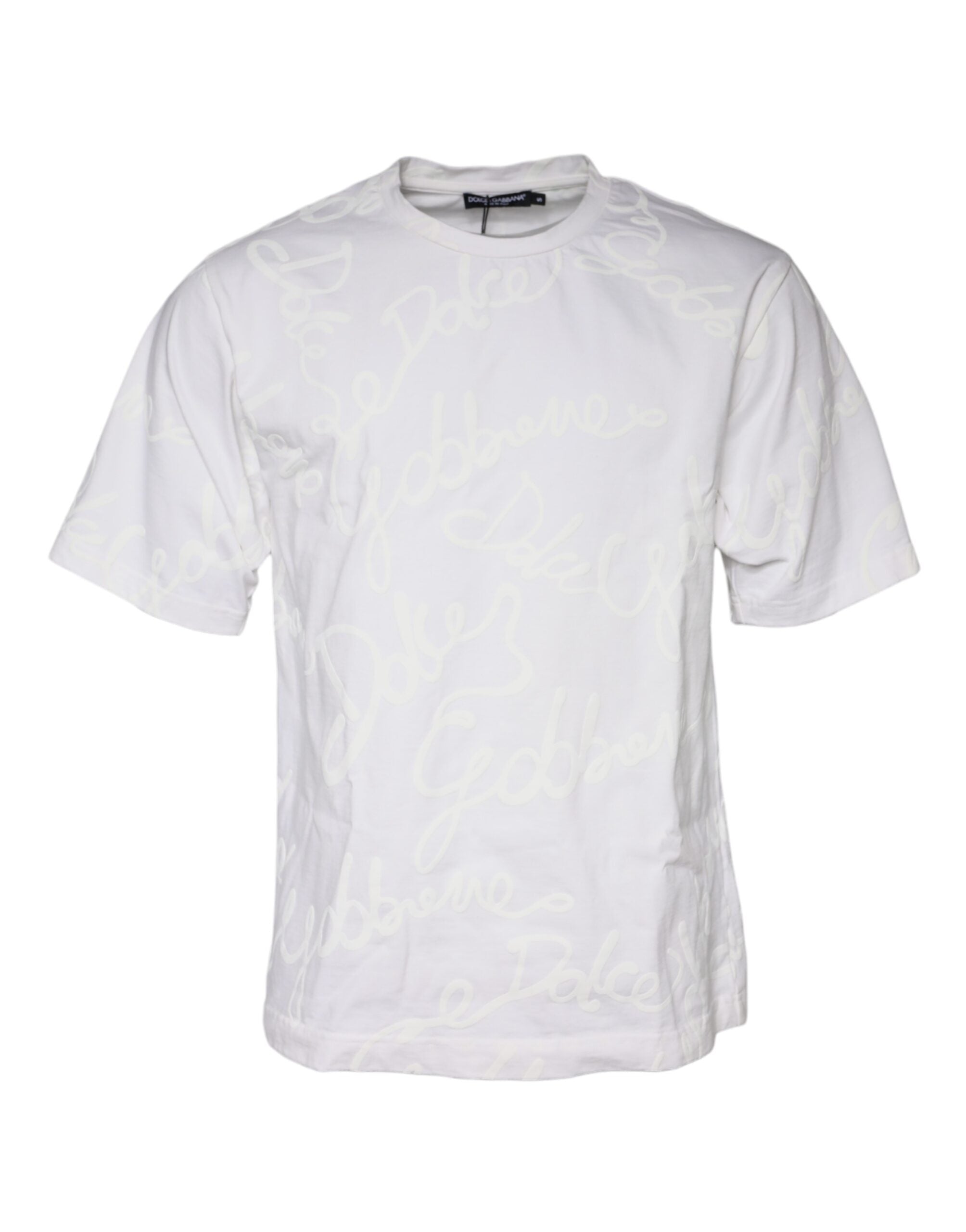 Dolce & Gabbana White Logo Print Cotton Crew Neck T-shirt -   -  Dolce & Gabbana.