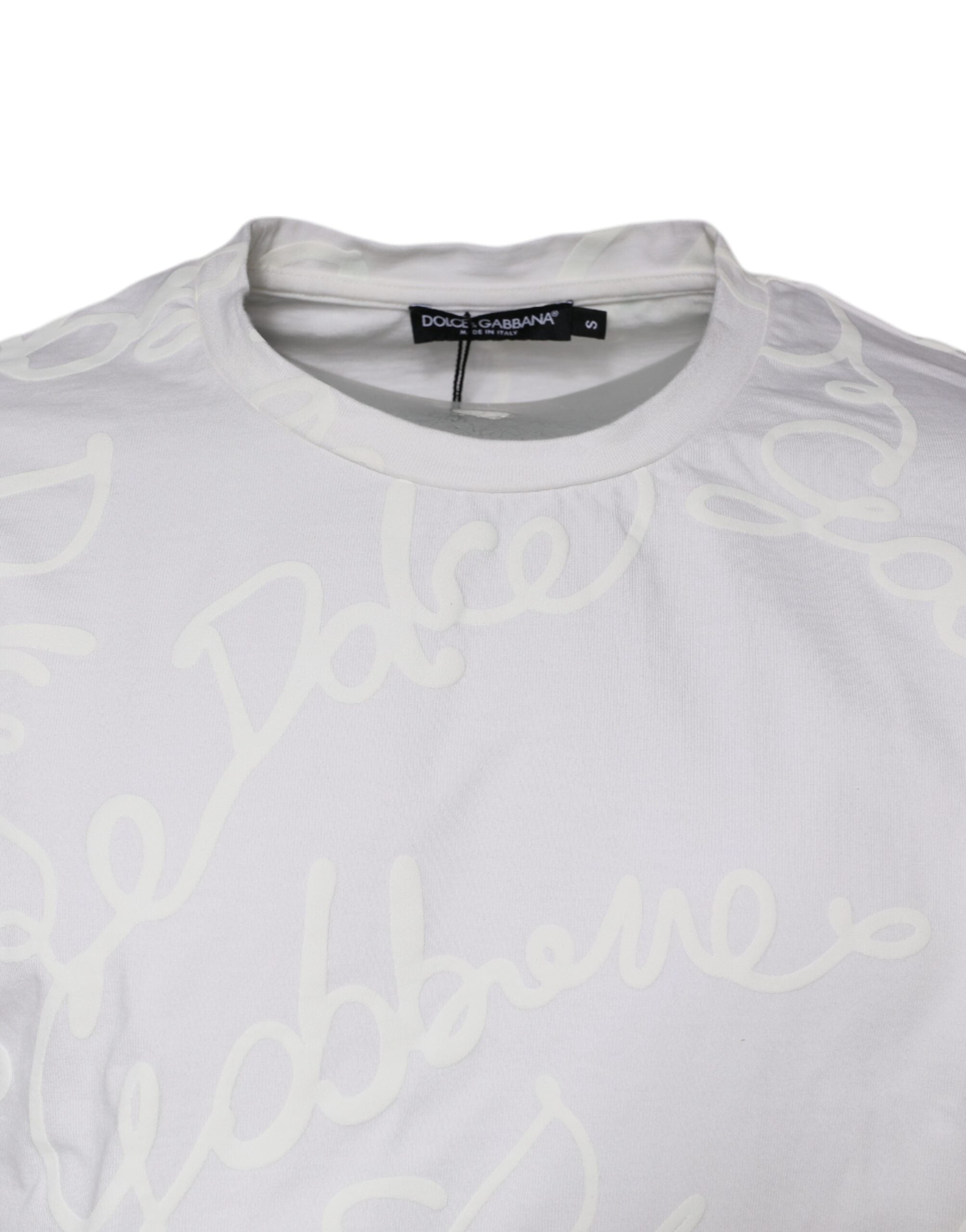 Dolce & Gabbana White Logo Print Cotton Crew Neck T-shirt -   -  Dolce & Gabbana.