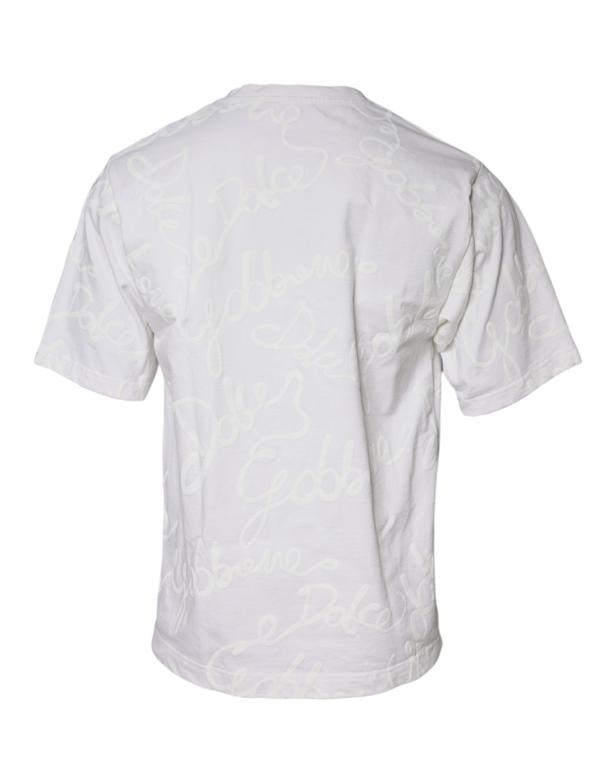 Dolce & Gabbana White Logo Print Cotton Crew Neck T-shirt -   -  Dolce & Gabbana.