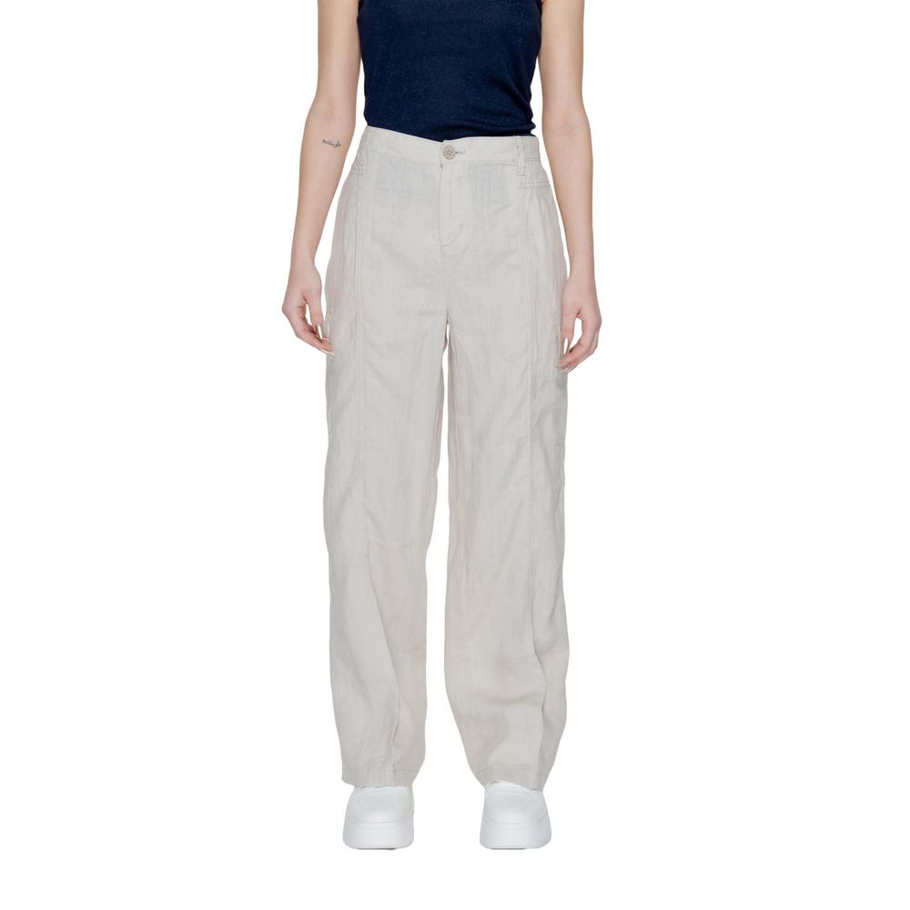 Street One - Relaxed Wide Leg Linen Trousers - Beige