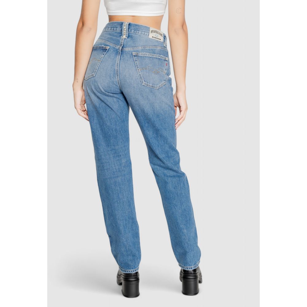 Replay Blue Cotton Mom Jean -   -  Replay.