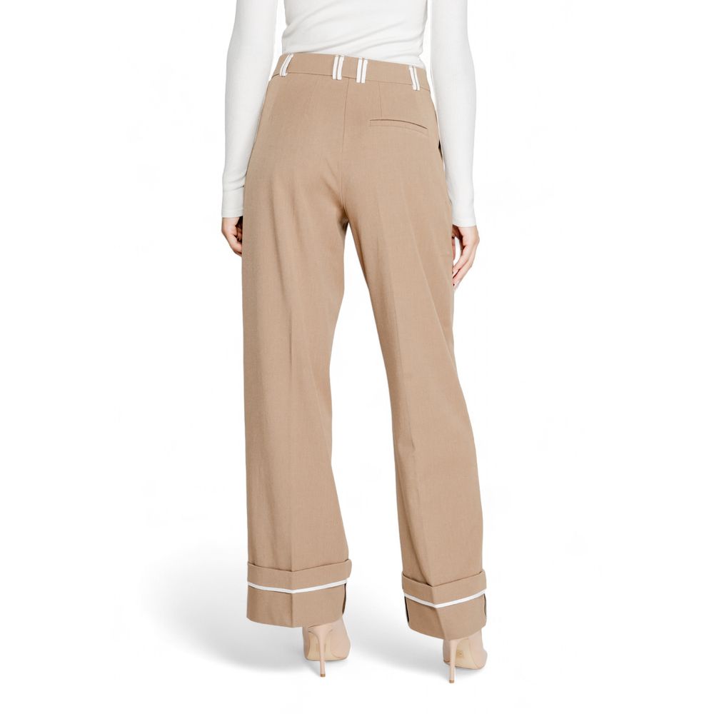 Only - Sophisticated Wide Leg Palazzo Trousers with Contrast Detail - Brown