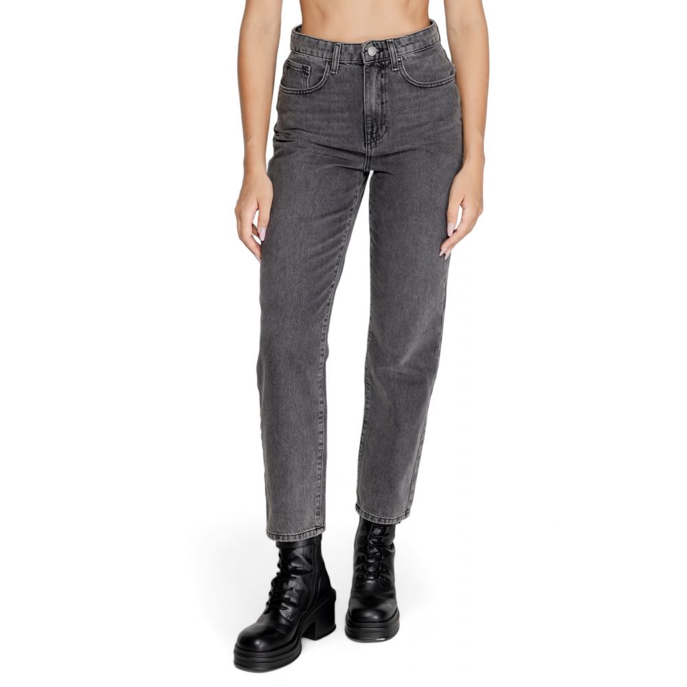 Only Gray Cotton Mom Jean -   -  Only.