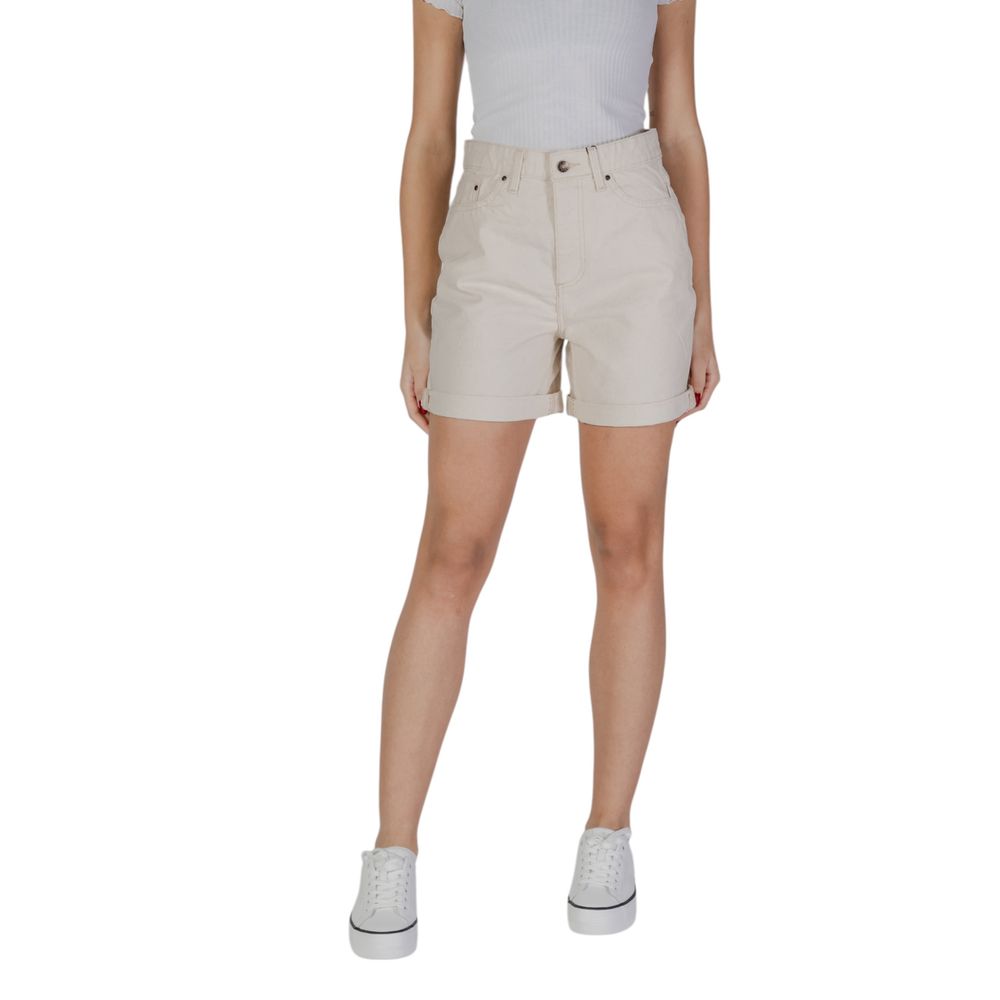 B.Young - Relaxed High-Waisted Turn-Up Hem Cotton Shorts - Beige