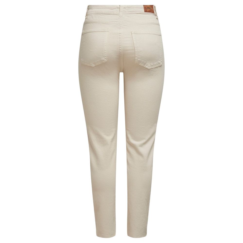 Only Beige Cotton Mom Jean -   -  Only.
