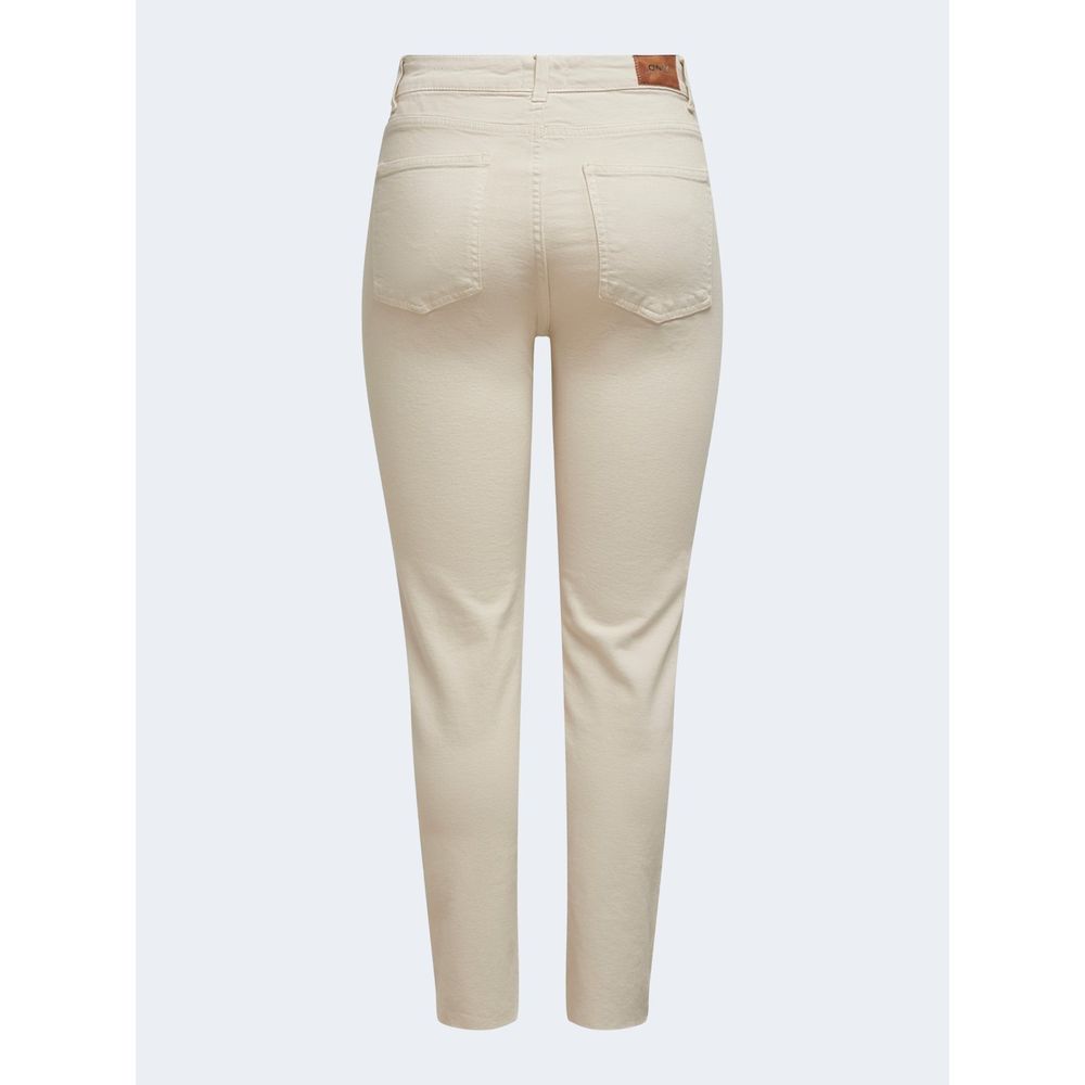 Only Beige Cotton Mom Jean -   -  Only.
