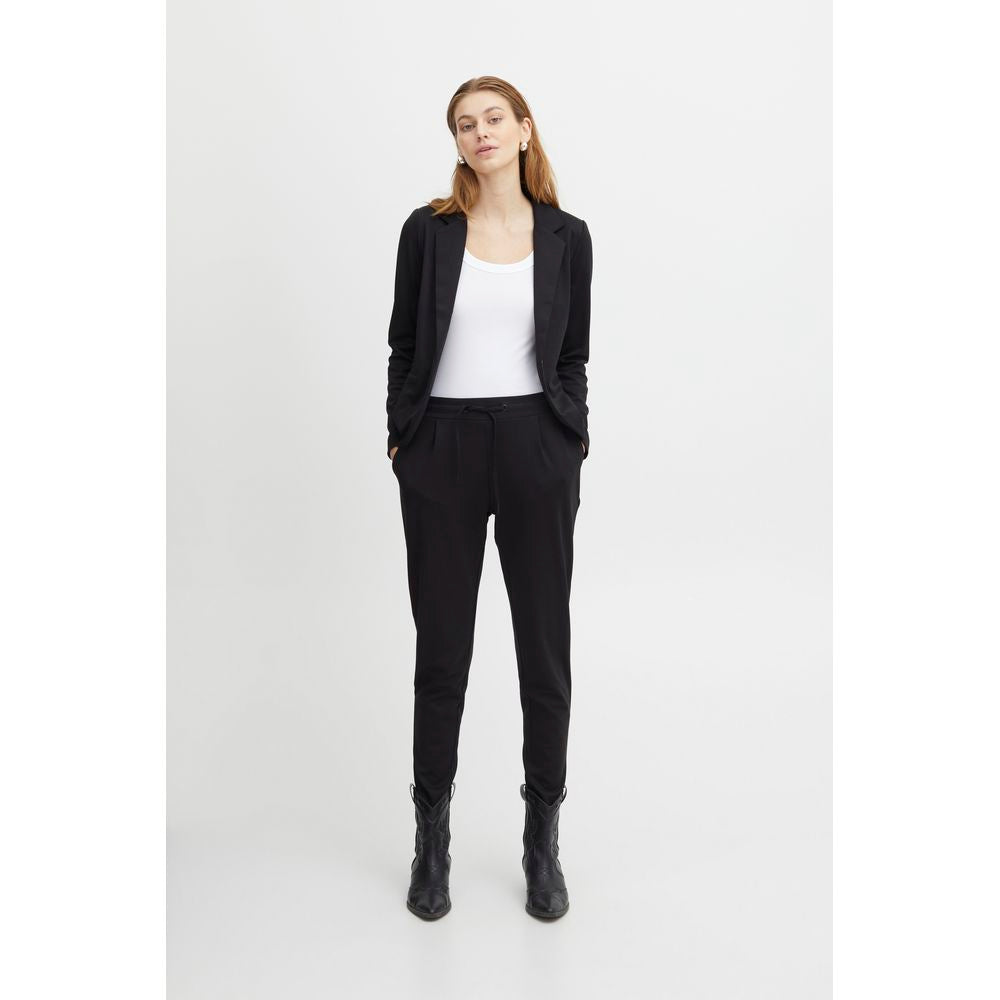 ICHI Black Polyester Pant -   -  ICHI.