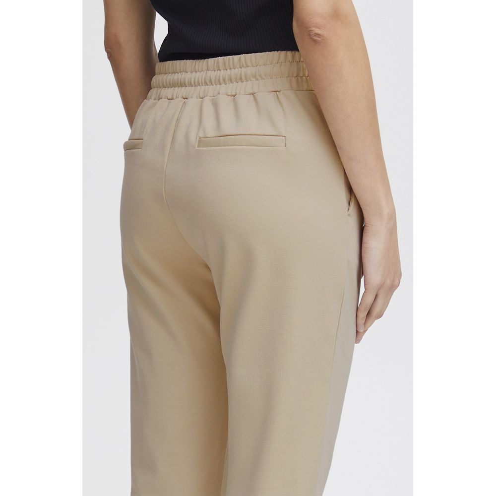 ICHI Beige Polyester Pant -   -  ICHI.