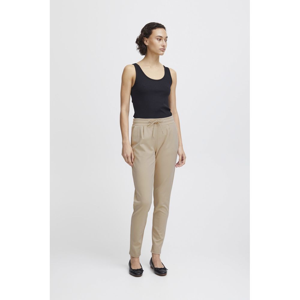 ICHI Beige Polyester Pant -   -  ICHI.
