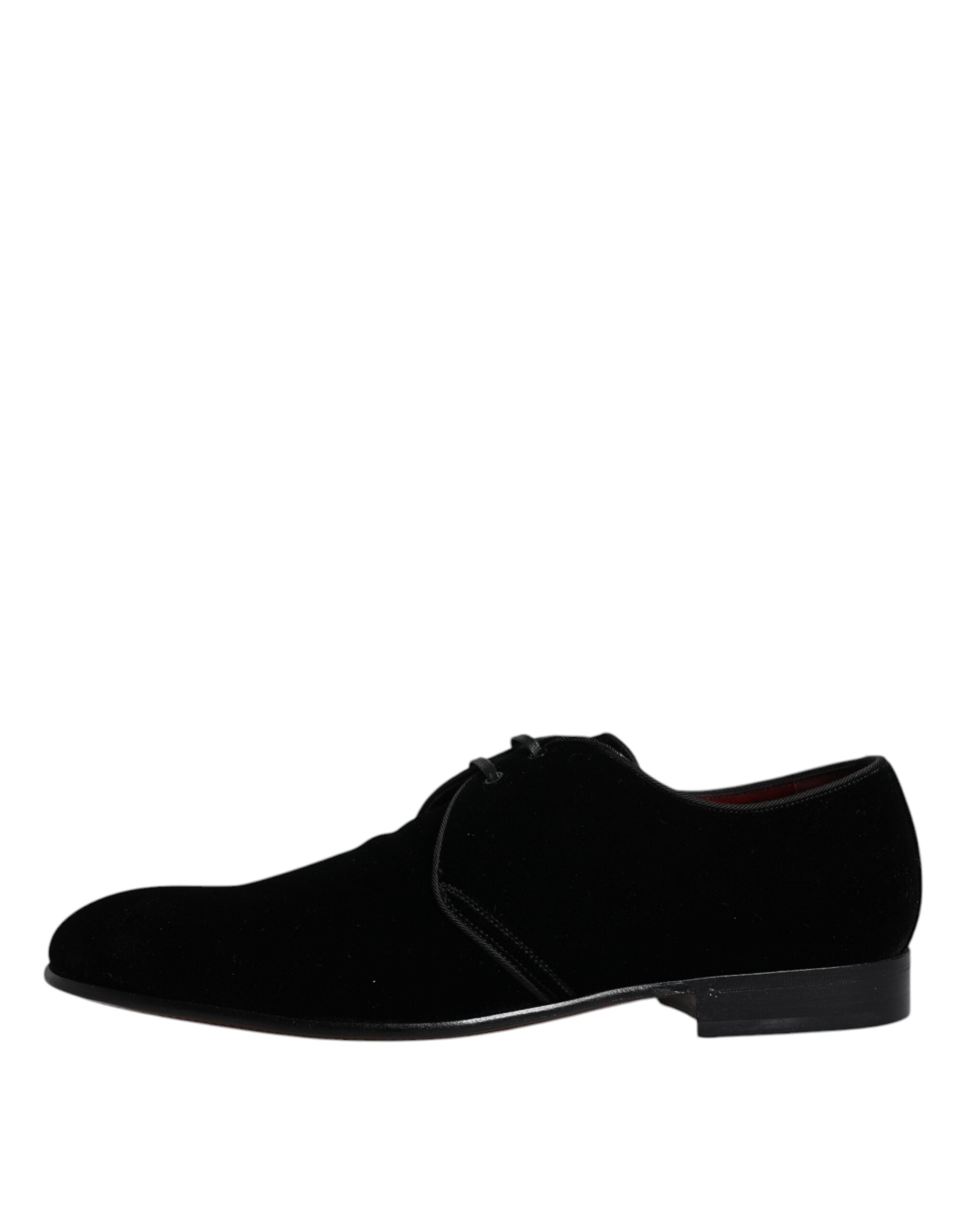 Dolce & Gabbana Black Velvet Leather Lace Up Derby Shoes -   -  Dolce & Gabbana.