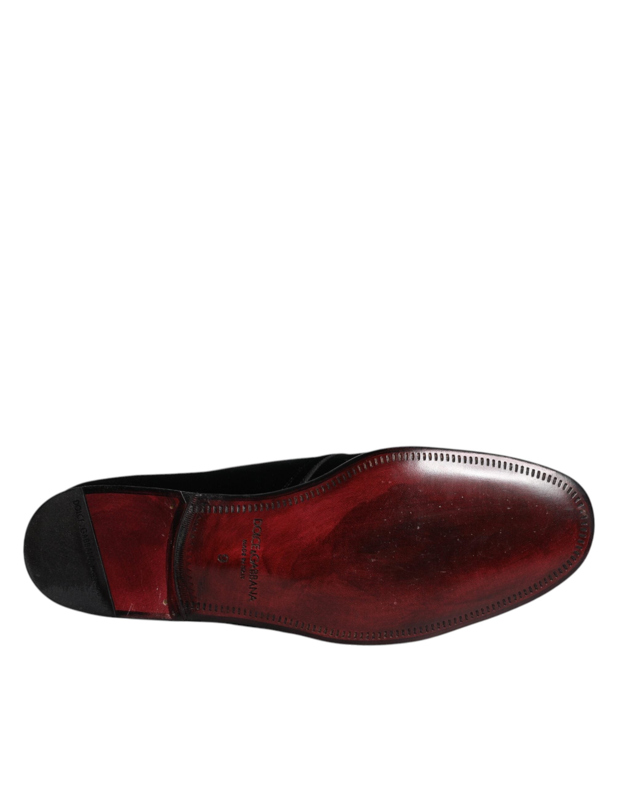 Dolce & Gabbana Black Velvet Leather Lace Up Derby Shoes -   -  Dolce & Gabbana.