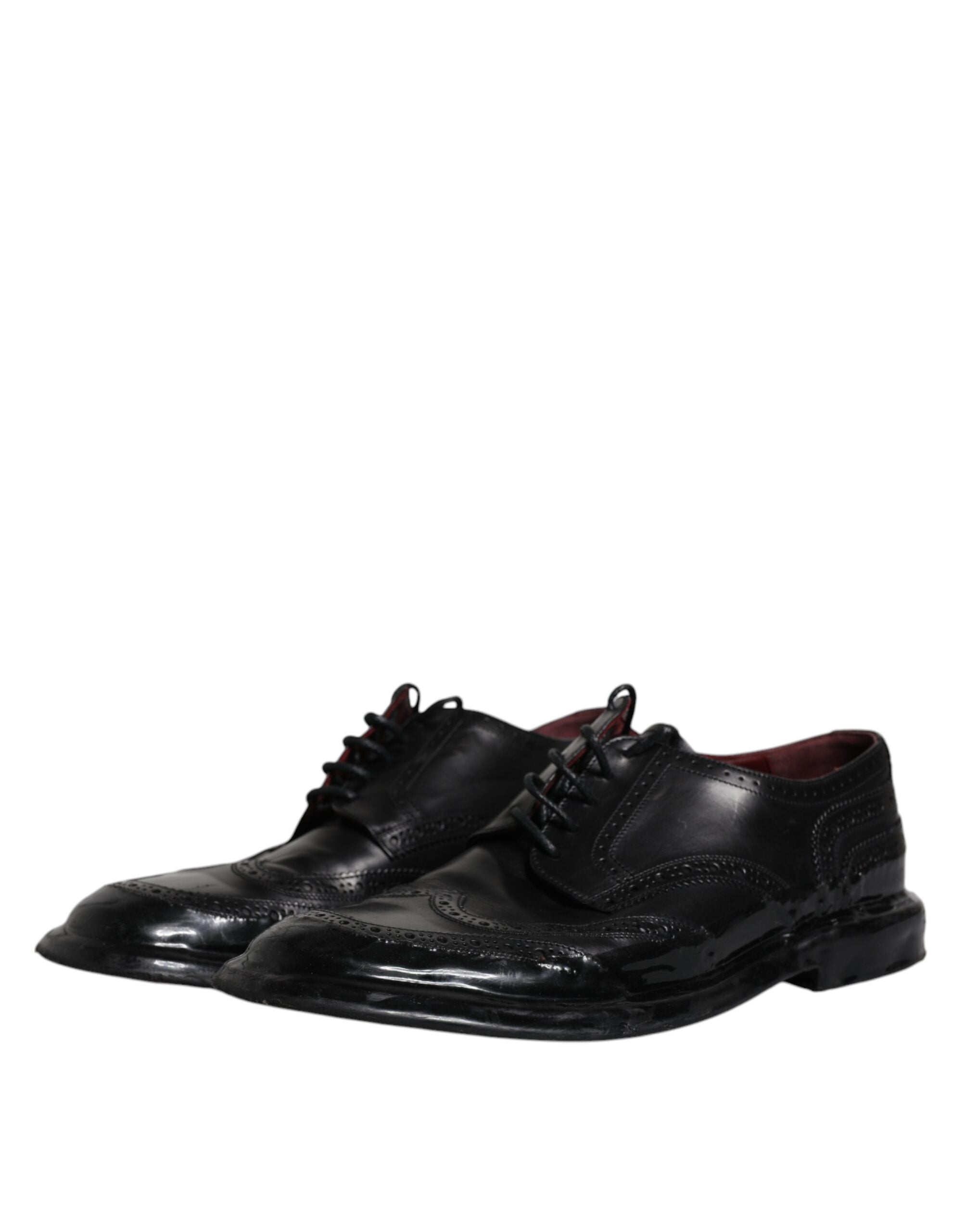 Dolce & Gabbana Black Leather Derby Wingtip Formal Shoes -   -  Dolce & Gabbana.