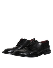 Dolce & Gabbana Black Leather Derby Wingtip Formal Shoes -   -  Dolce & Gabbana.