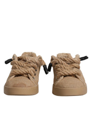 Dolce & Gabbana Brown Jute Fabric Low Top Men Sneakers Shoes -   -  Dolce & Gabbana.