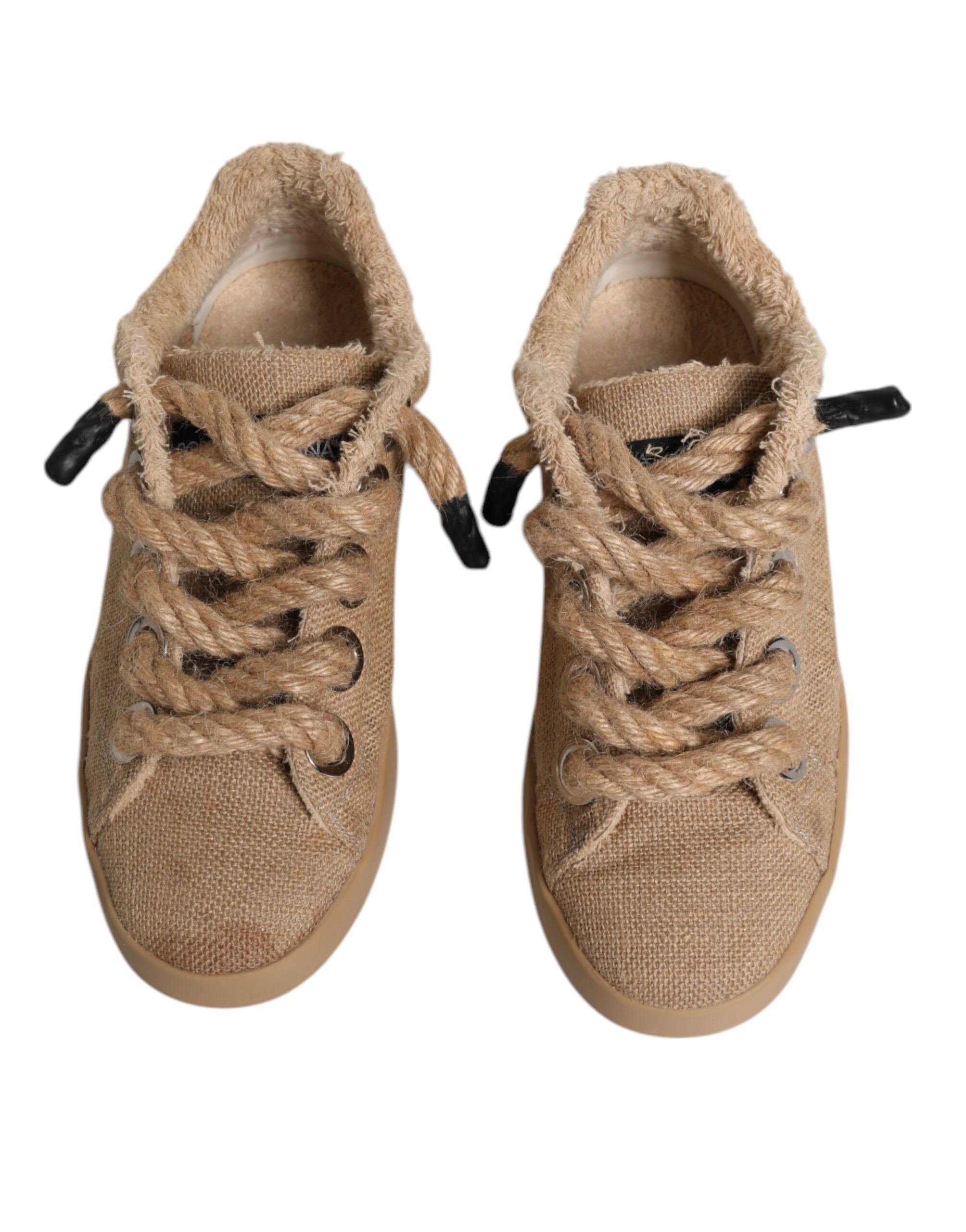 Dolce & Gabbana Brown Jute Fabric Low Top Men Sneakers Shoes -   -  Dolce & Gabbana.