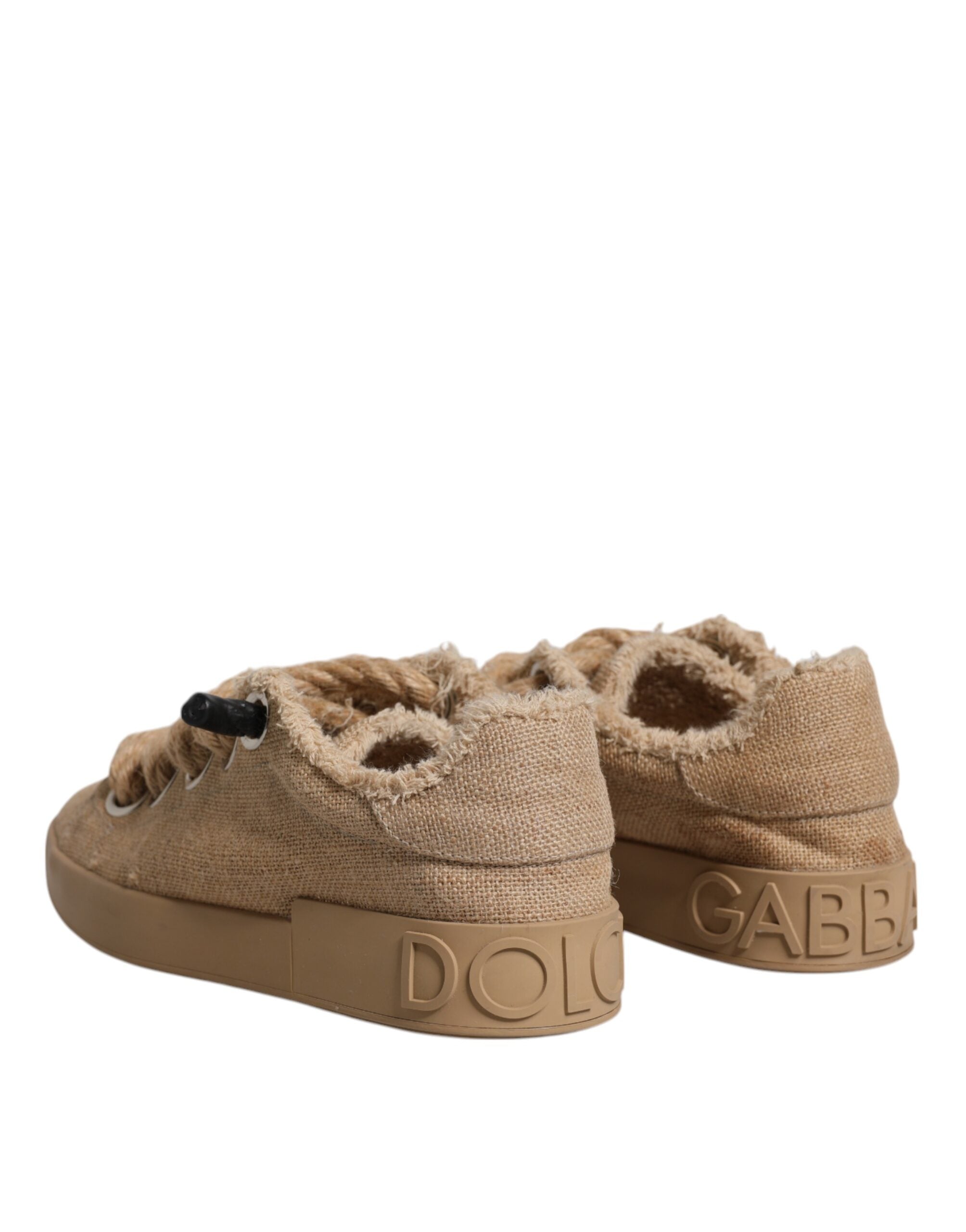 Dolce & Gabbana Brown Jute Fabric Low Top Men Sneakers Shoes -   -  Dolce & Gabbana.