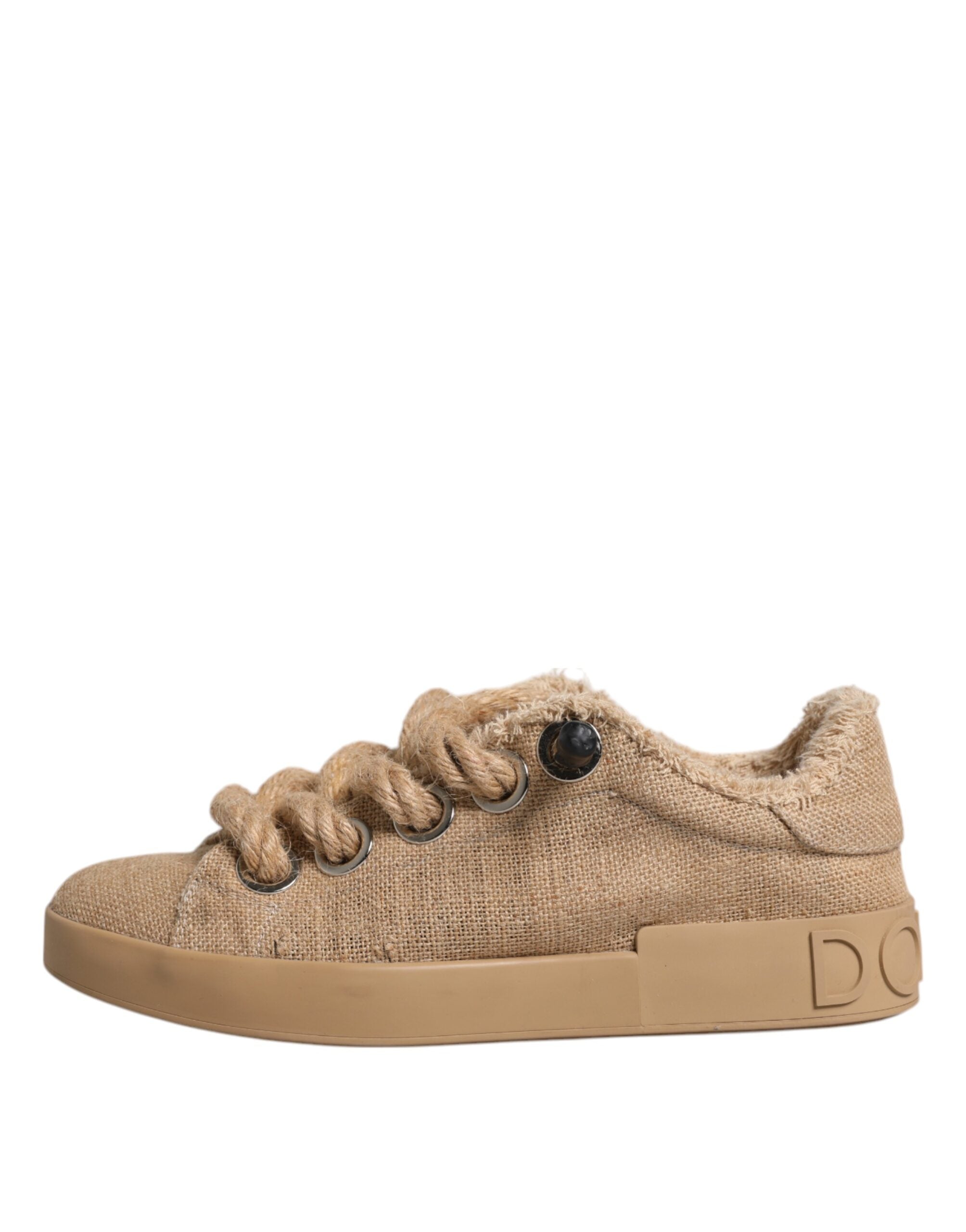 Dolce & Gabbana Brown Jute Fabric Low Top Men Sneakers Shoes -   -  Dolce & Gabbana.