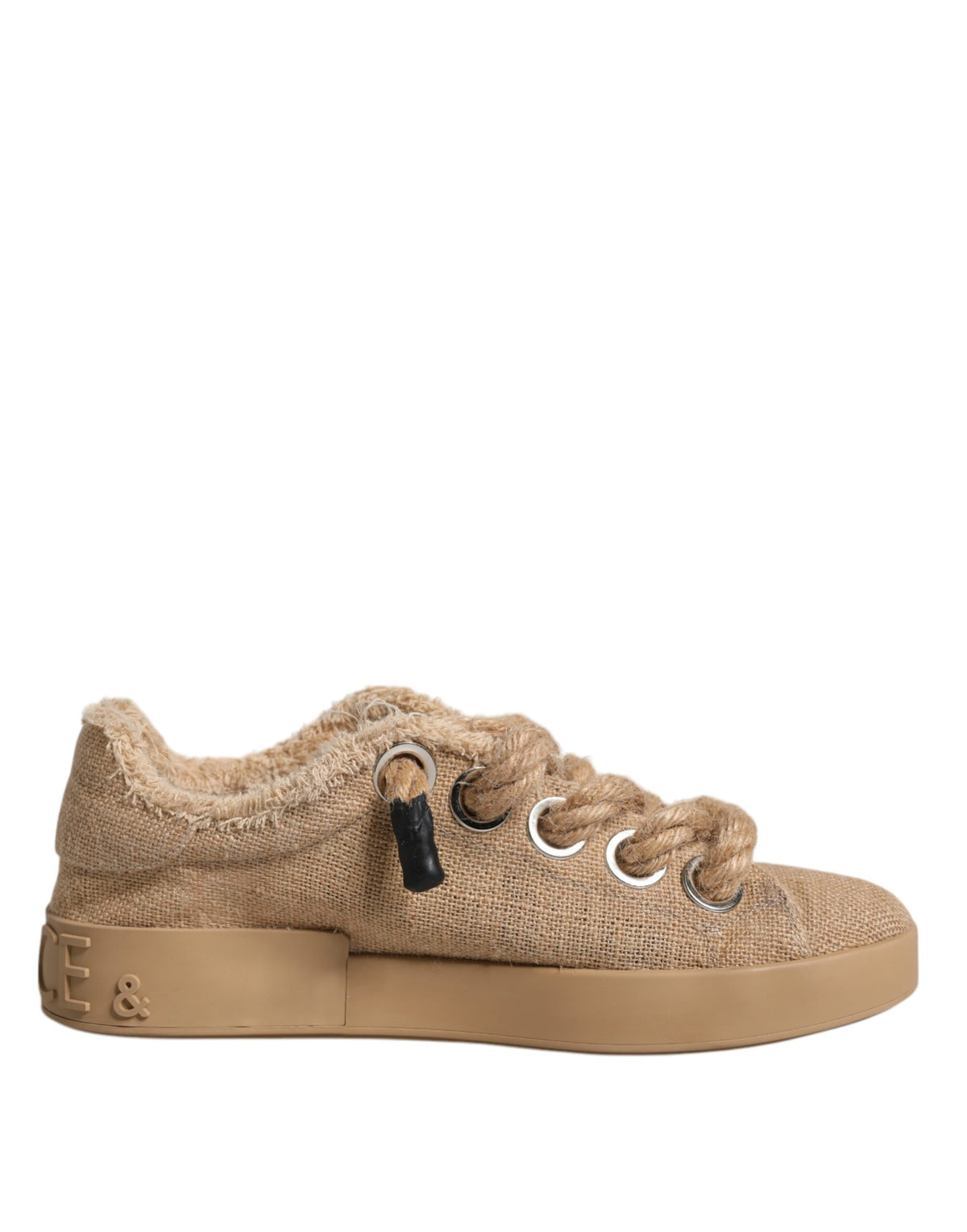 Dolce & Gabbana Brown Jute Fabric Low Top Men Sneakers Shoes -   -  Dolce & Gabbana.