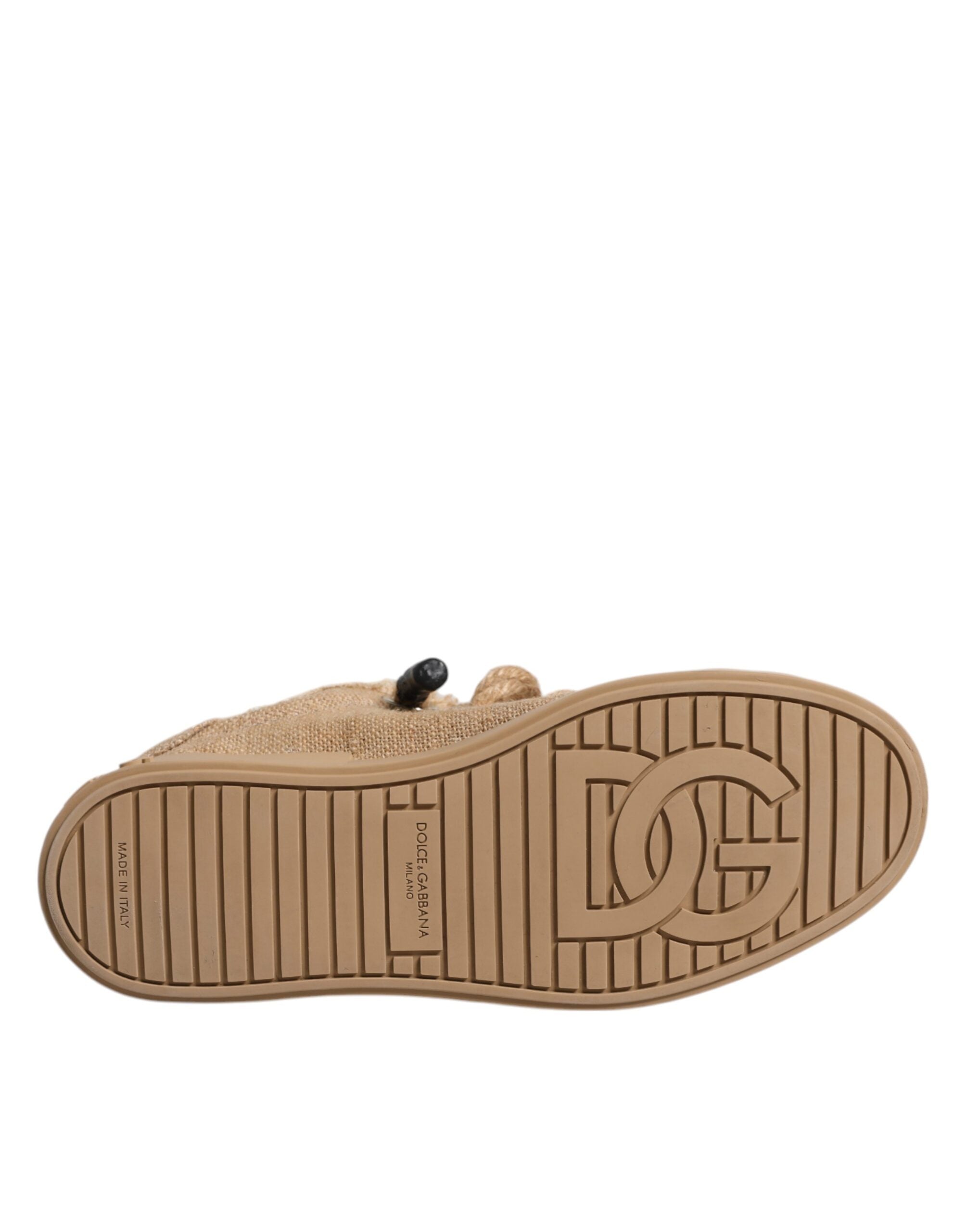 Dolce & Gabbana Brown Jute Fabric Low Top Men Sneakers Shoes -   -  Dolce & Gabbana.