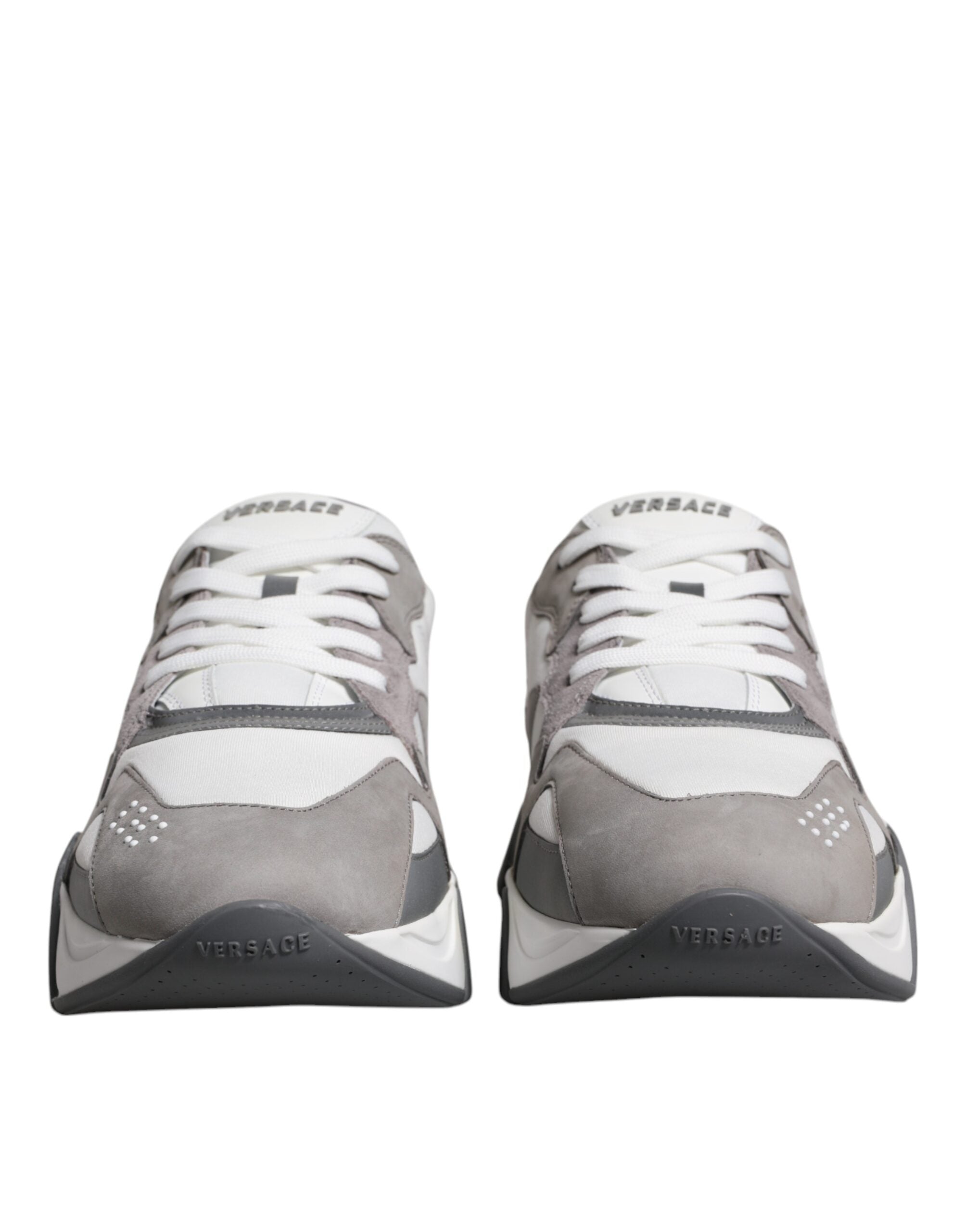 Versace Grey Leather Neoprene Chunky Low Top Squalo Sneakers Shoes -   -  Versace.