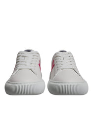 Versace White Pink Greca Print Platform Low Top Sneakers Shoes -   -  Versace.