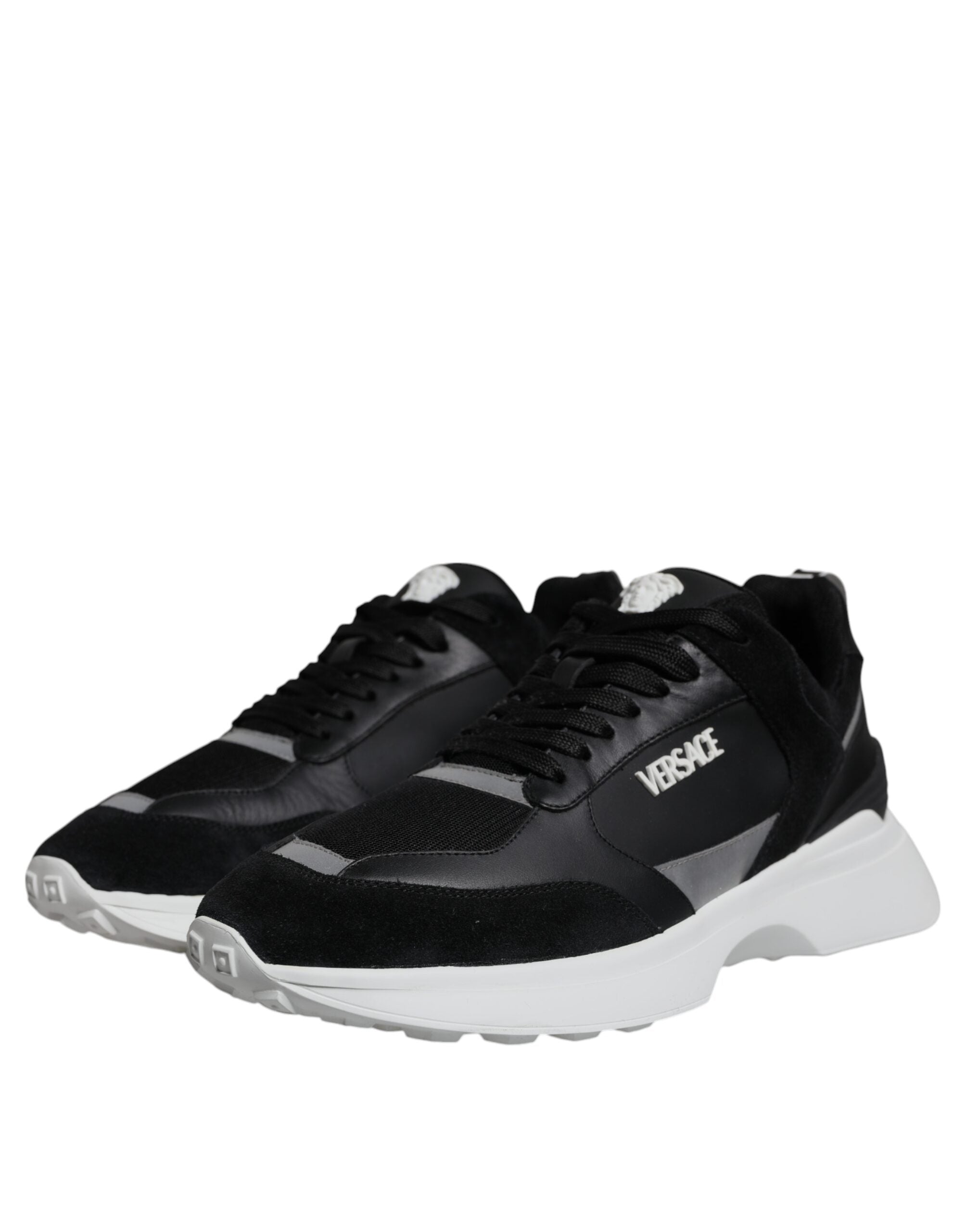Versace Black Canvas Quad Fabric Medusa Low Top Sneaker Shoes -   -  Versace.