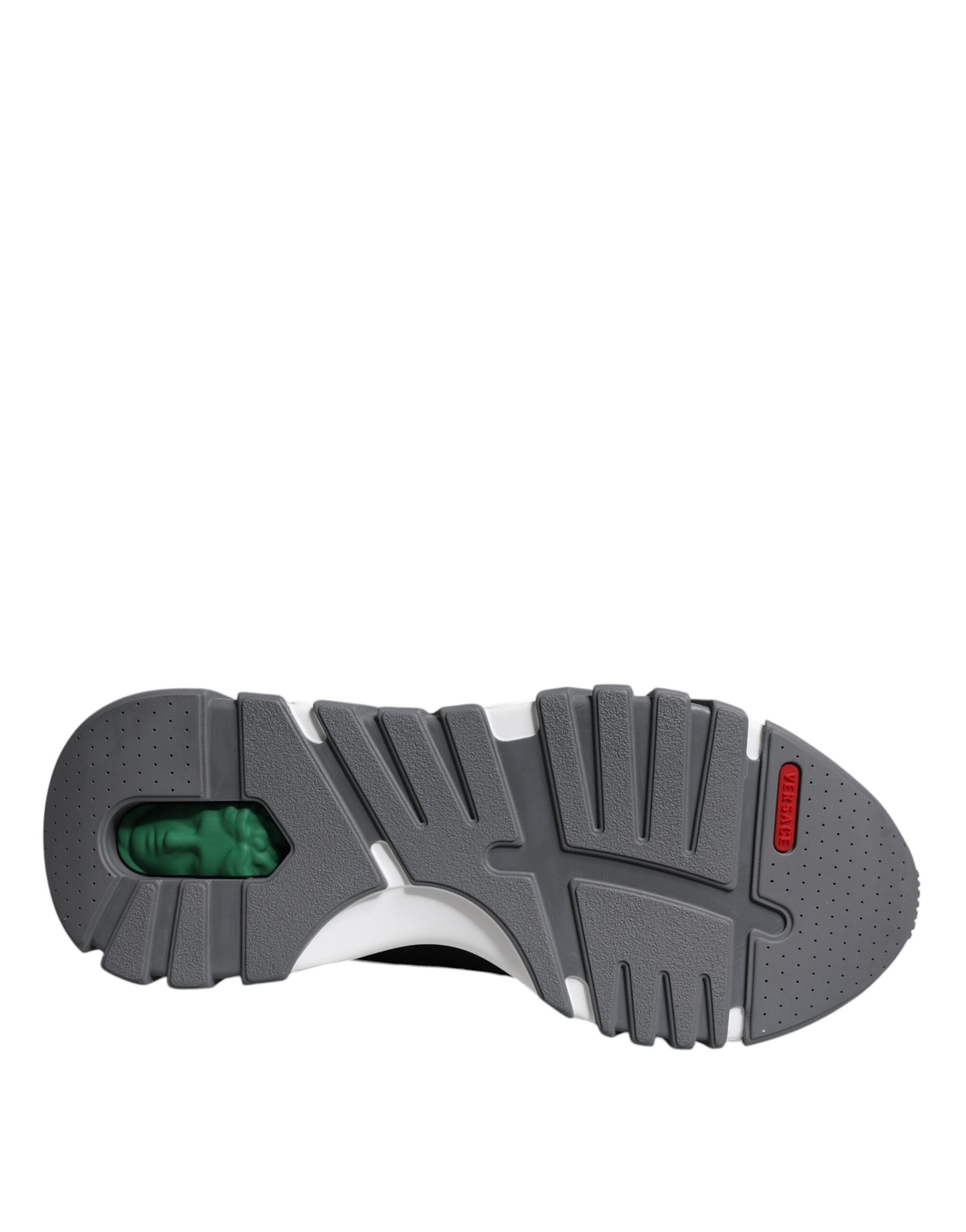Versace Black Leather Neoprene Chunky Low Top Sneakers Squalo Shoes -   -  Versace.