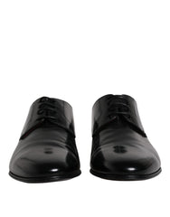 Dolce & Gabbana Black Leather Lace Up Men Derby Formal Shoes -   -  Dolce & Gabbana.
