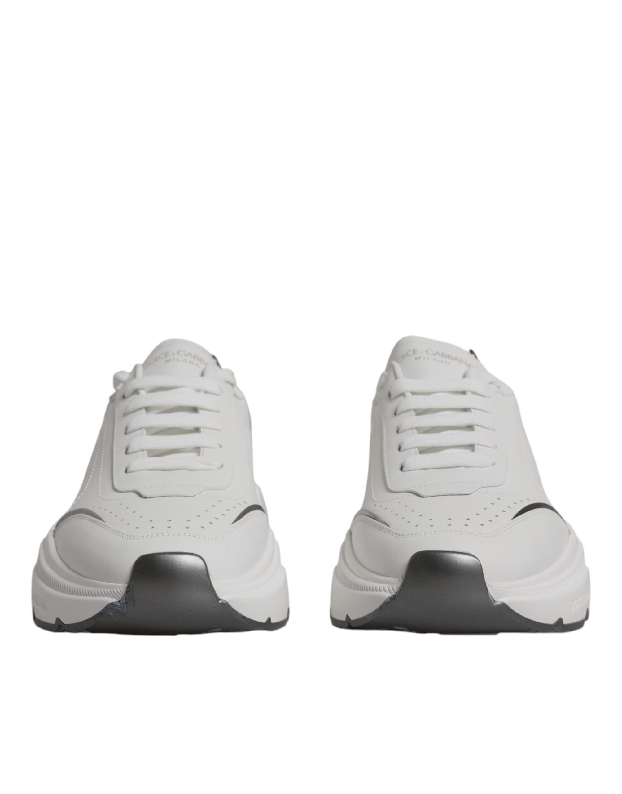 Dolce & Gabbana White Silver DAYMASTER Leather Sneakers Shoes -   -  Dolce & Gabbana.